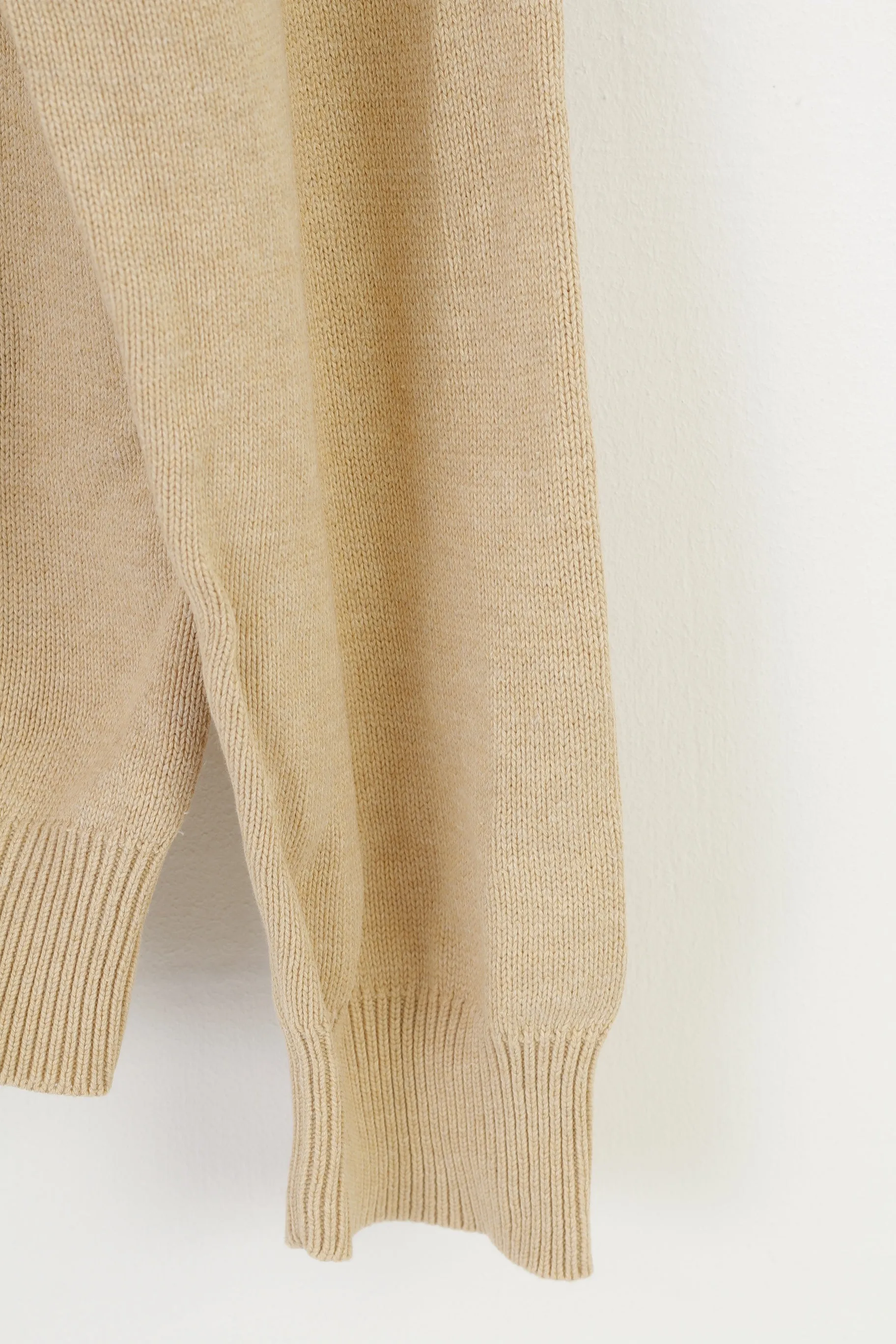 Gant Men L Jumper Beige Cotton V Neck Long Sleeve Classic Vintage Top