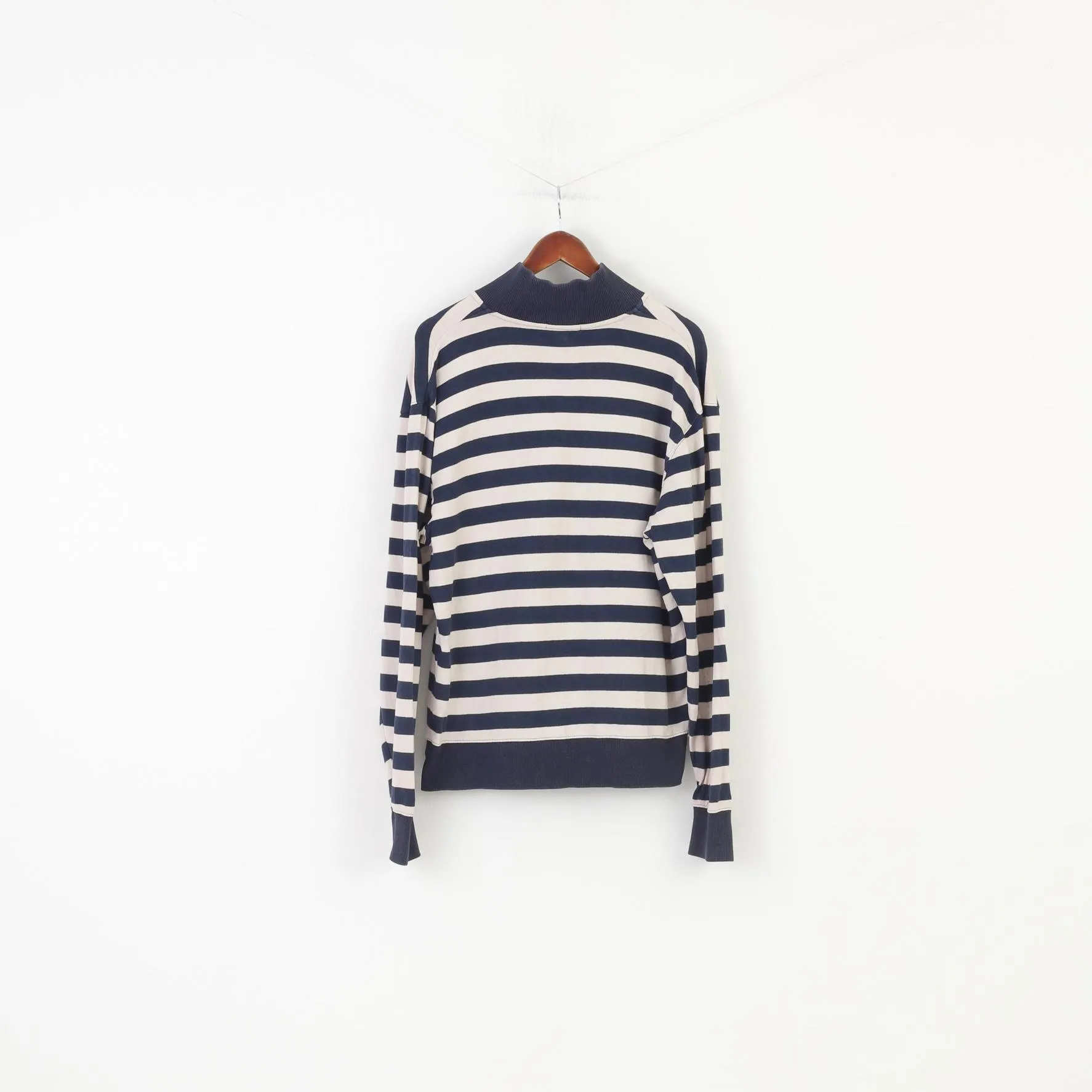 Gant Men XL (L) Jumper Navy Striped Cotton Vintage Bottoms Collar Marine Top