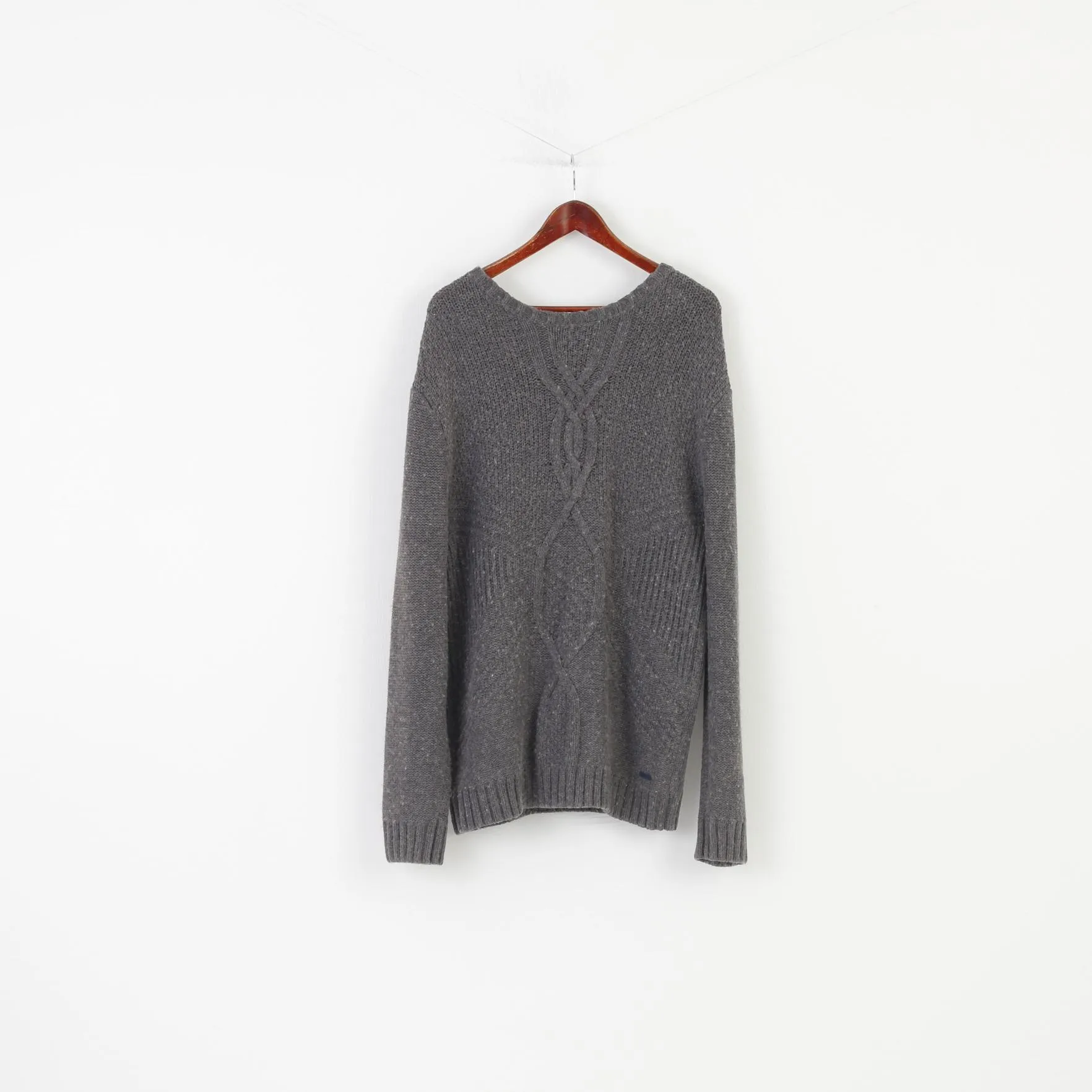 Gant Woman XL Jumper Grey Long Sleeve Cotton Winter Vintage Crew Neck Classic Top