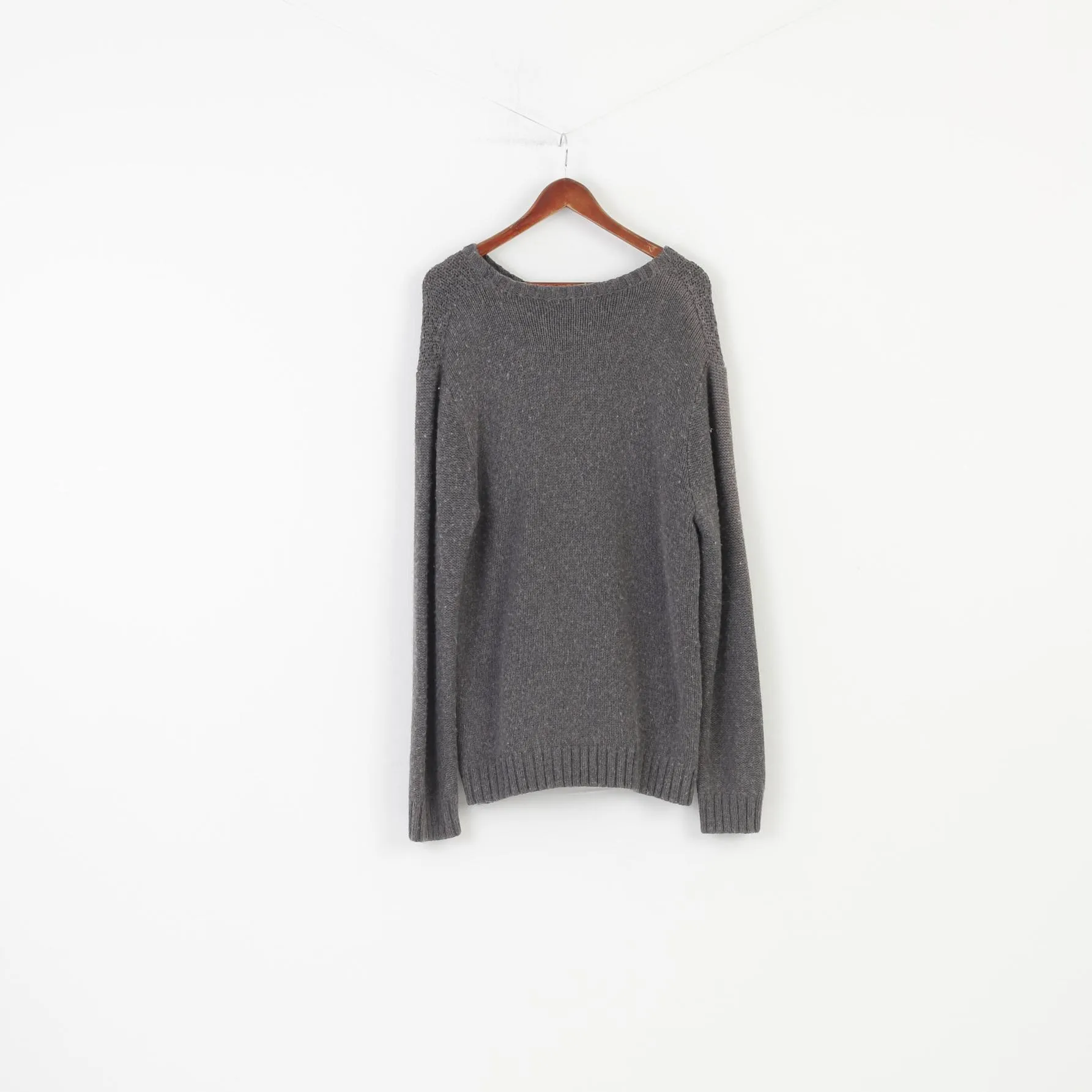 Gant Woman XL Jumper Grey Long Sleeve Cotton Winter Vintage Crew Neck Classic Top