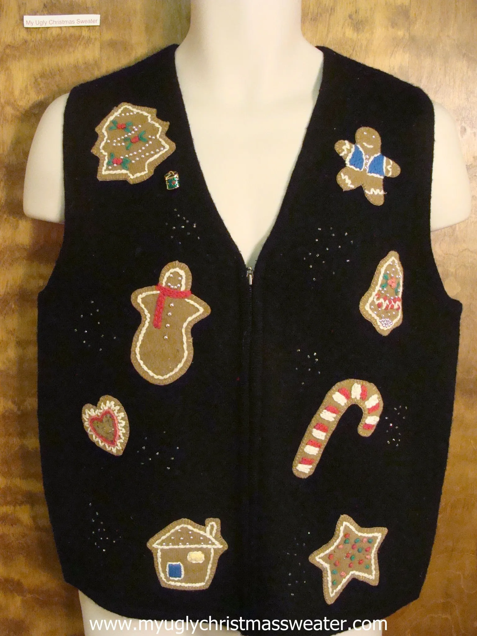Gingerbread Cookie Ugly Christmas Sweater Vest