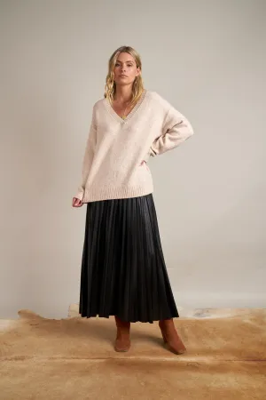 Gysette - Mara V Neck Jumper - Beige