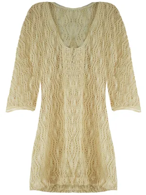 Ivory Mesh Lightweight See Through Tunic Beach Cover Up Size Small