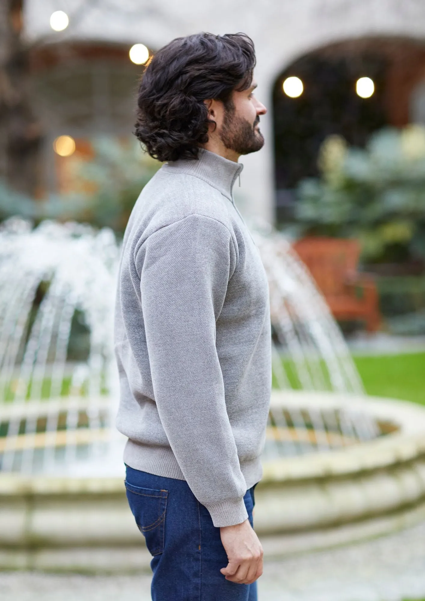 Knit 1/4 Zip Jumper-Grey