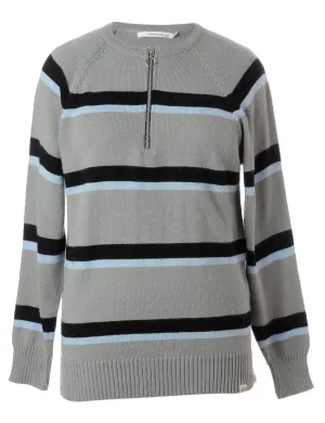 Label Grey Zip Front Knitted Jumper