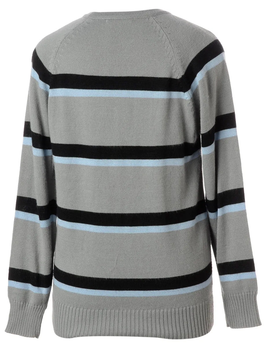 Label Grey Zip Front Knitted Jumper