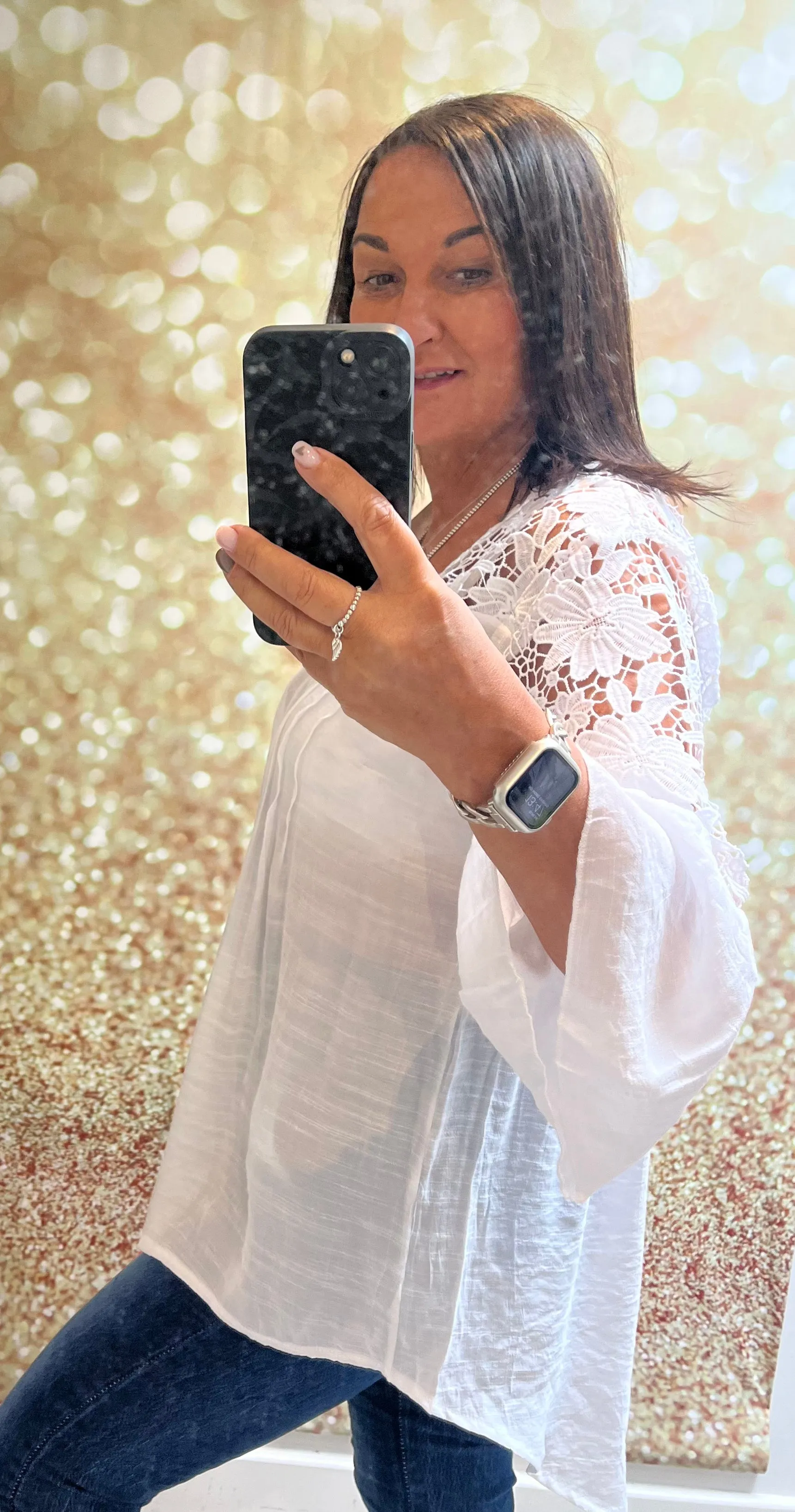 Lace shoulder blouse