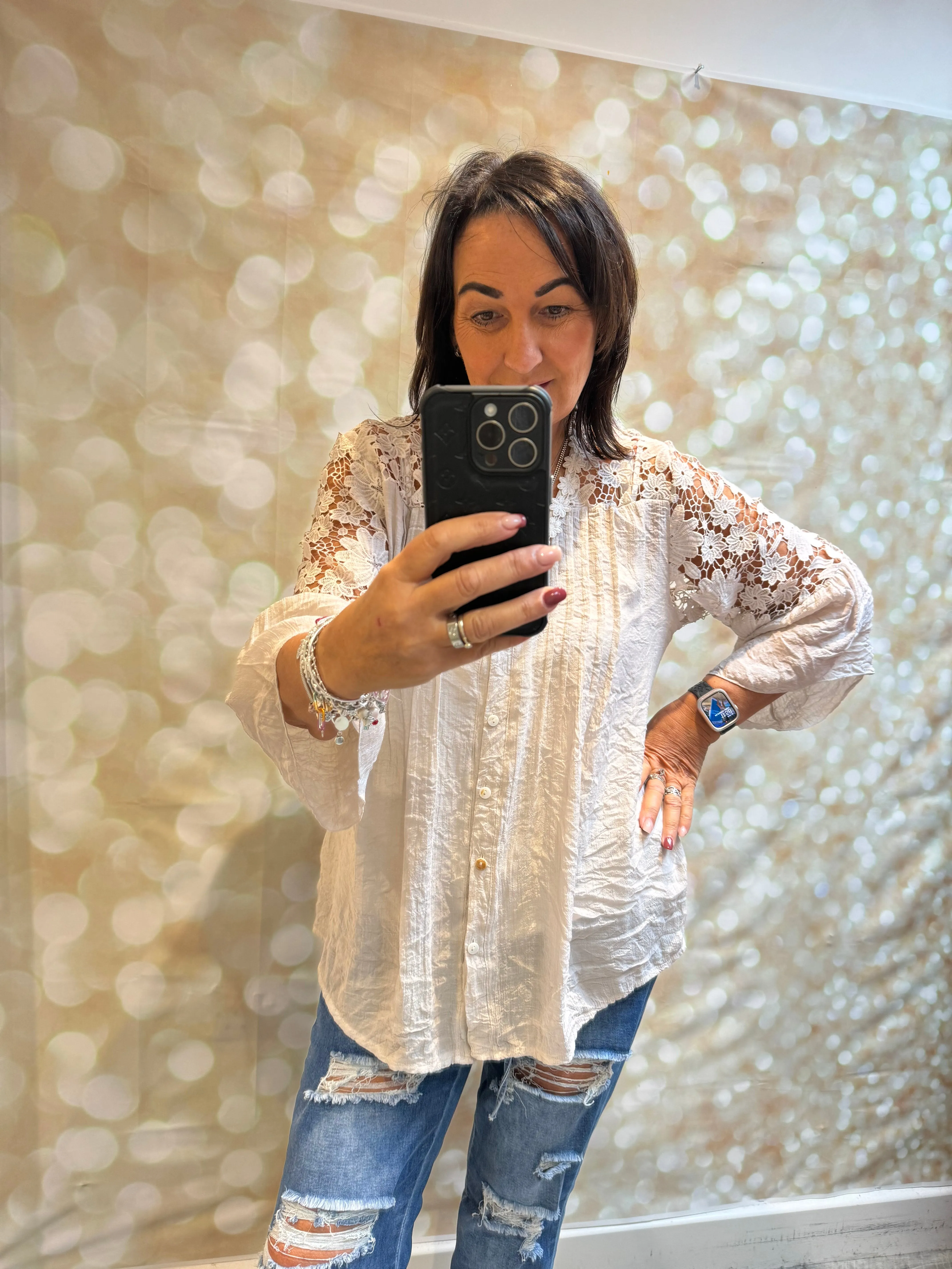 Lace shoulder blouse