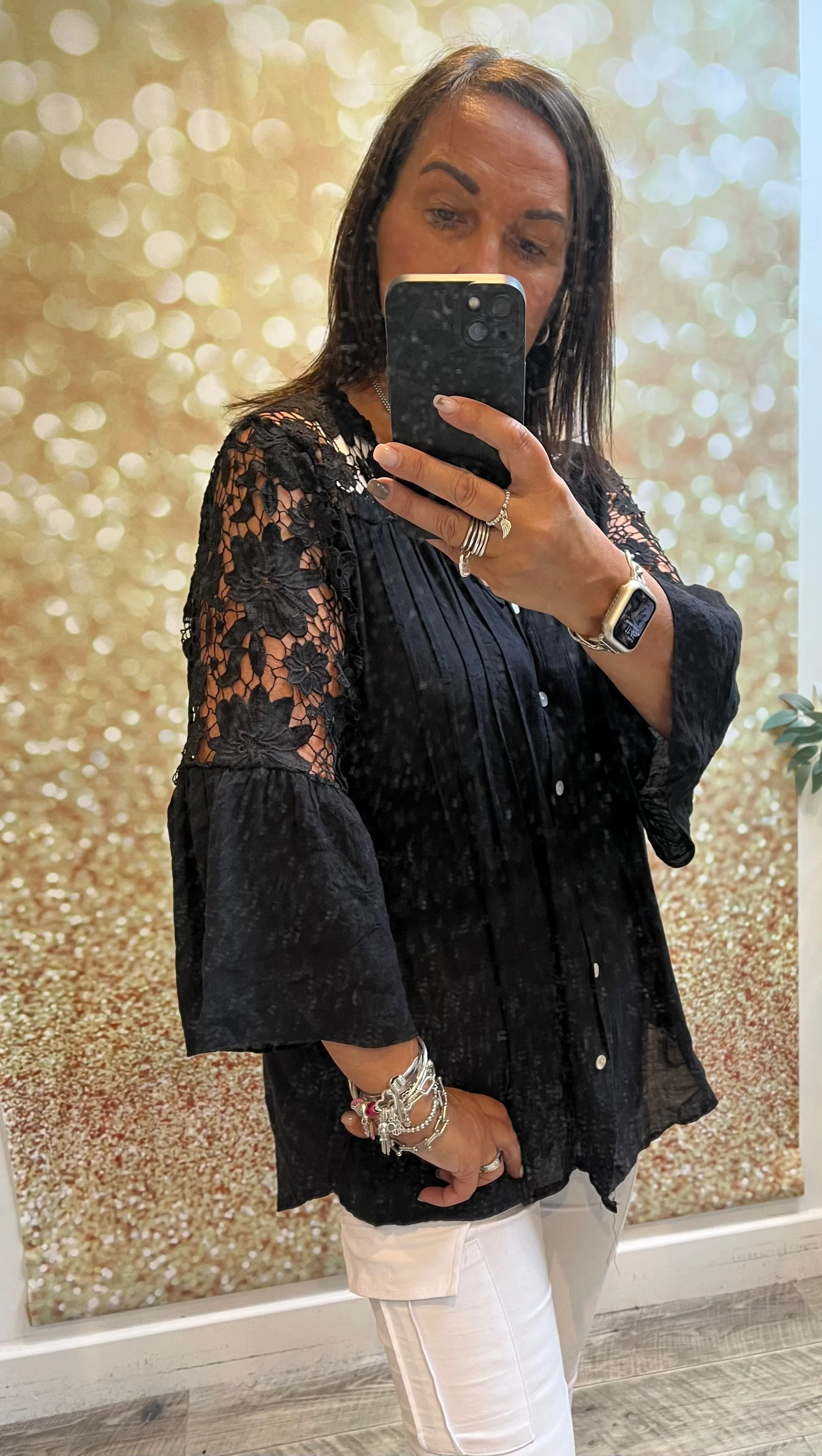 Lace shoulder blouse