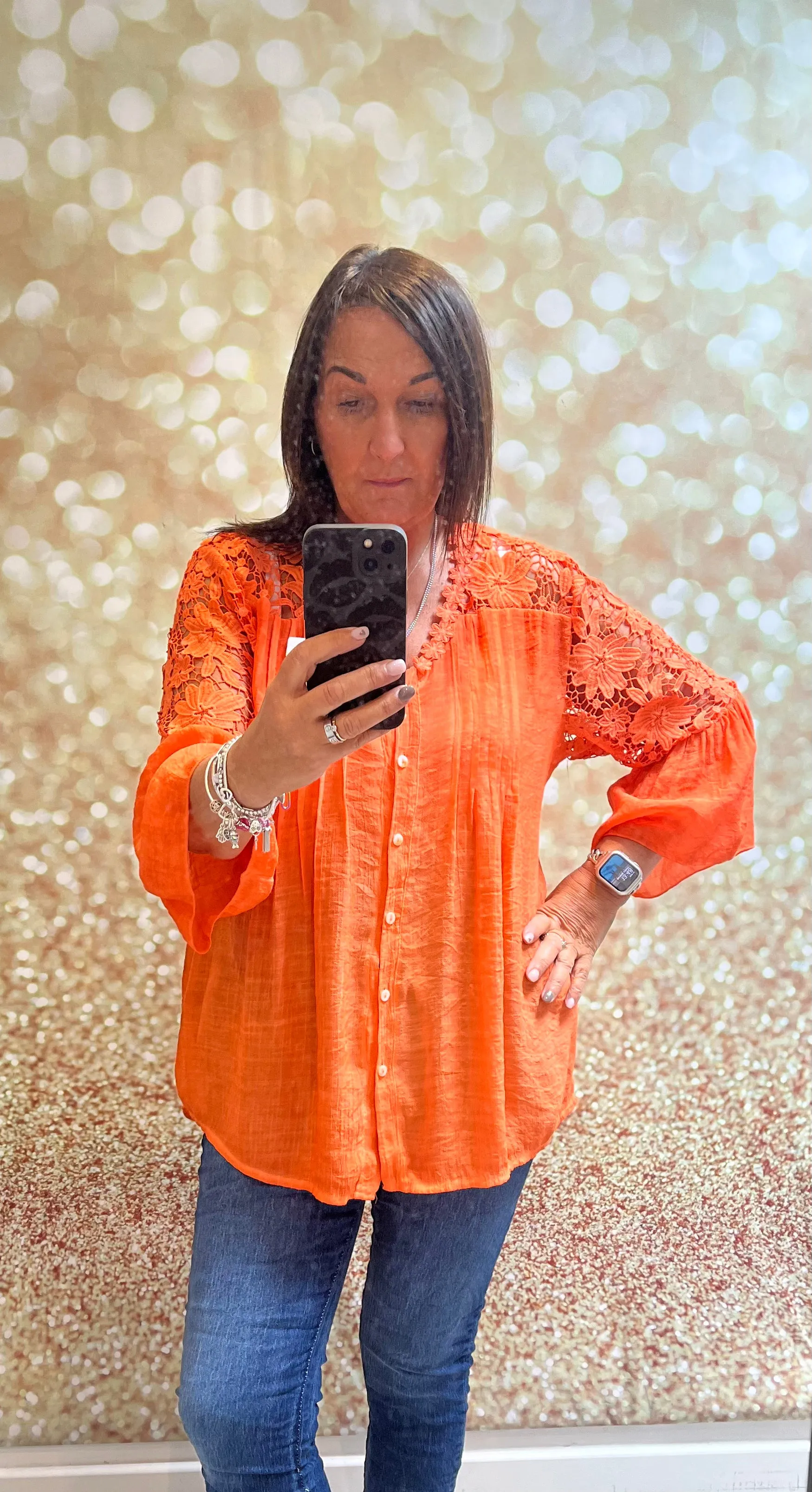 Lace shoulder blouse