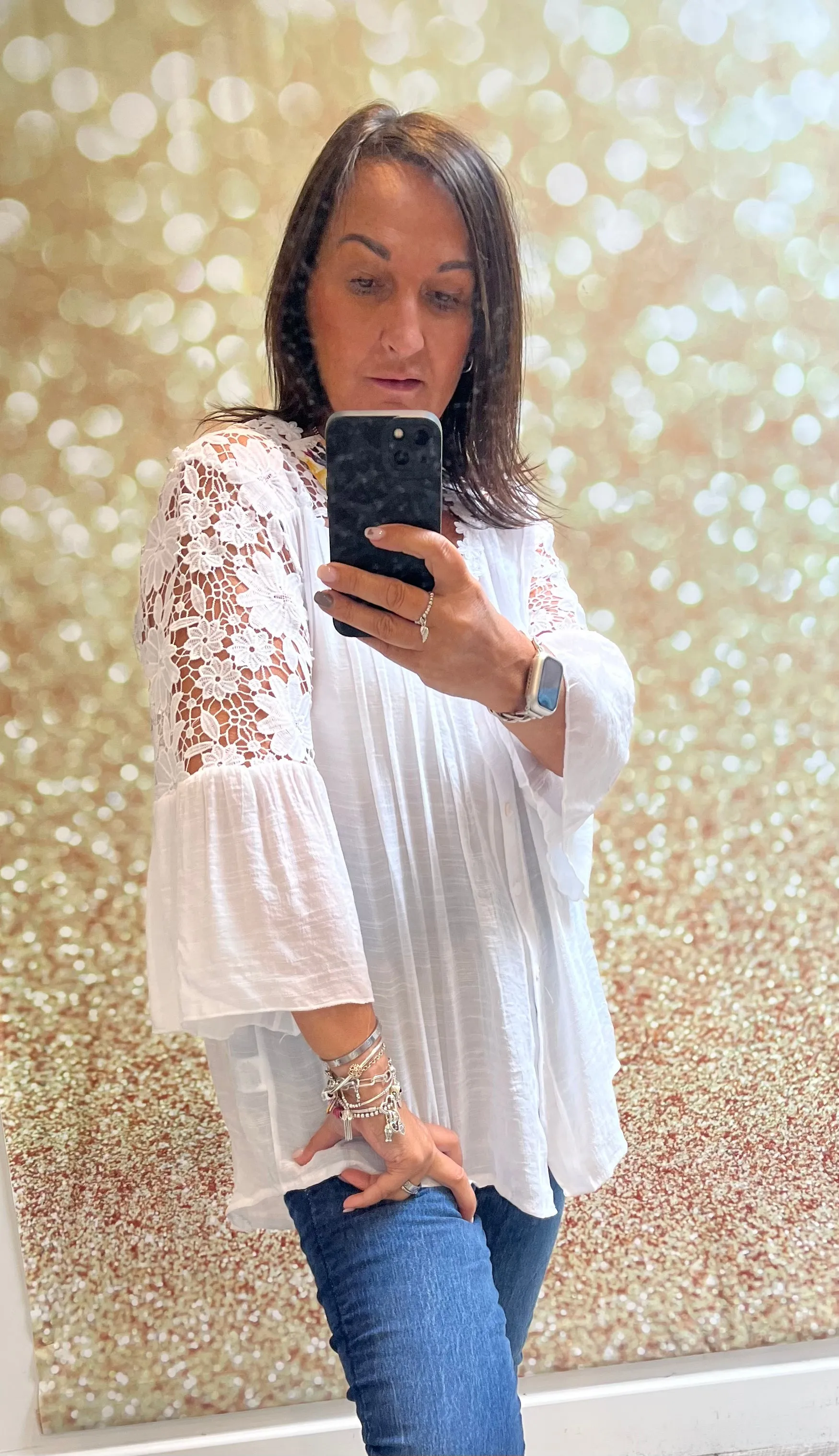 Lace shoulder blouse