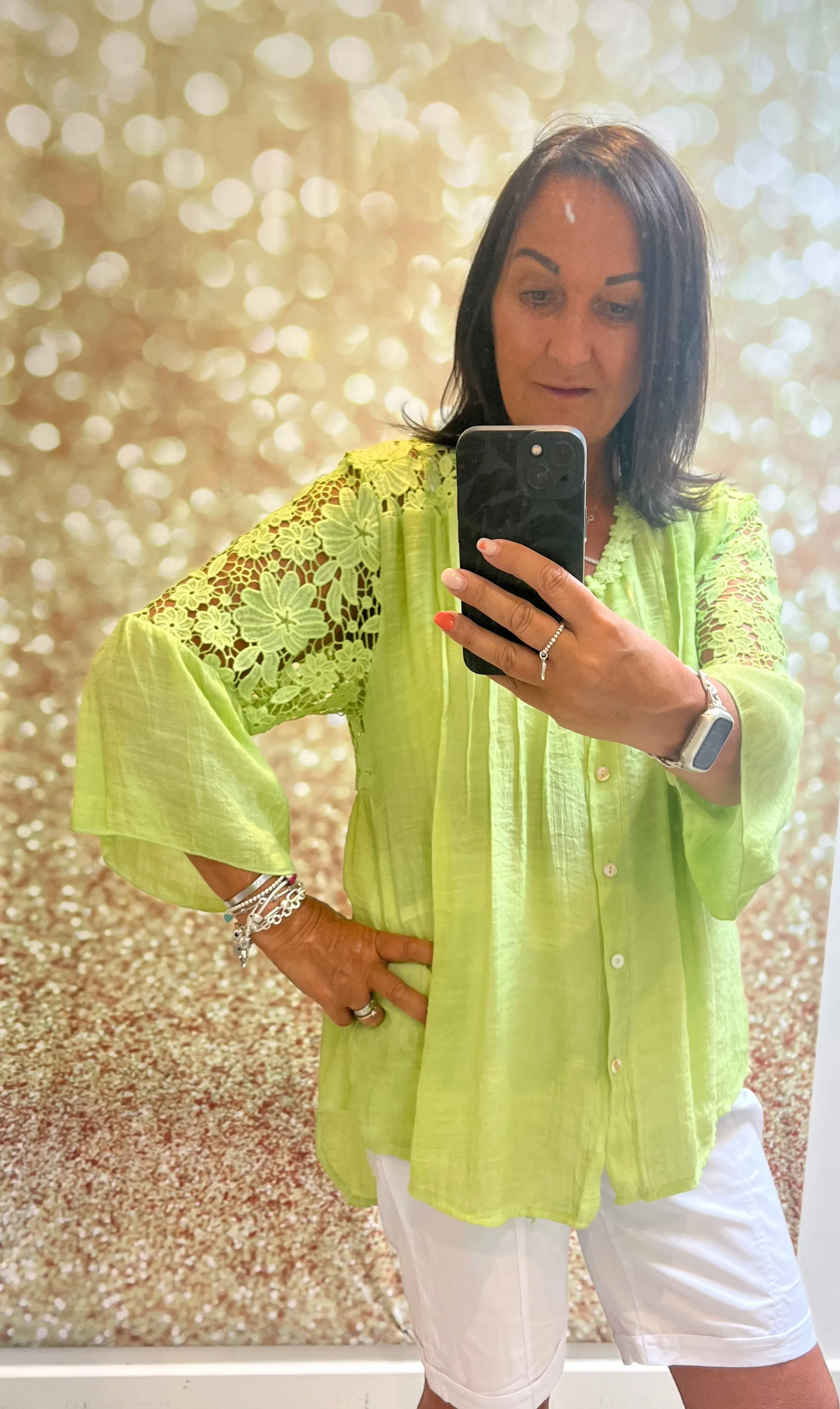 Lace shoulder blouse