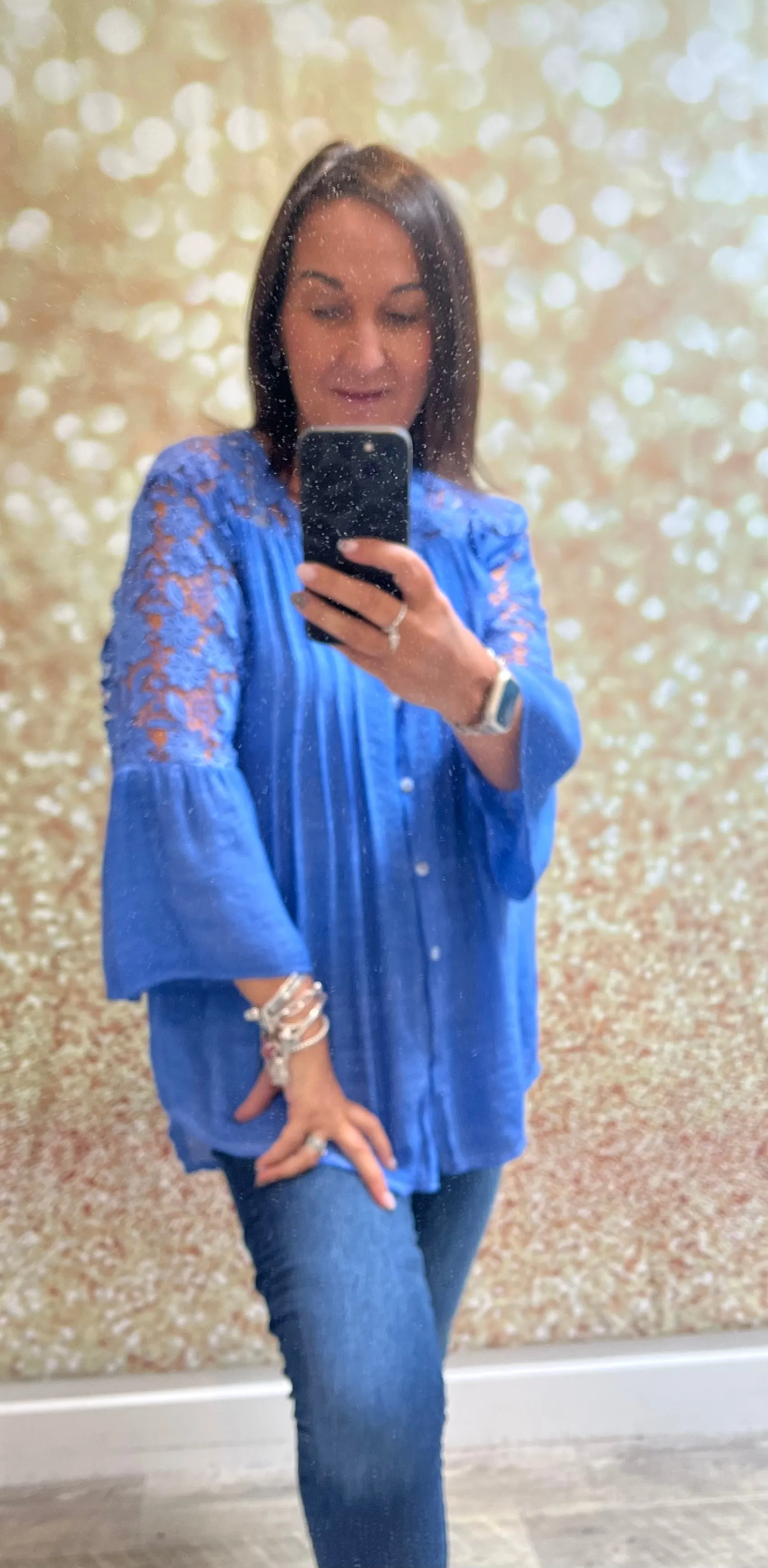 Lace shoulder blouse