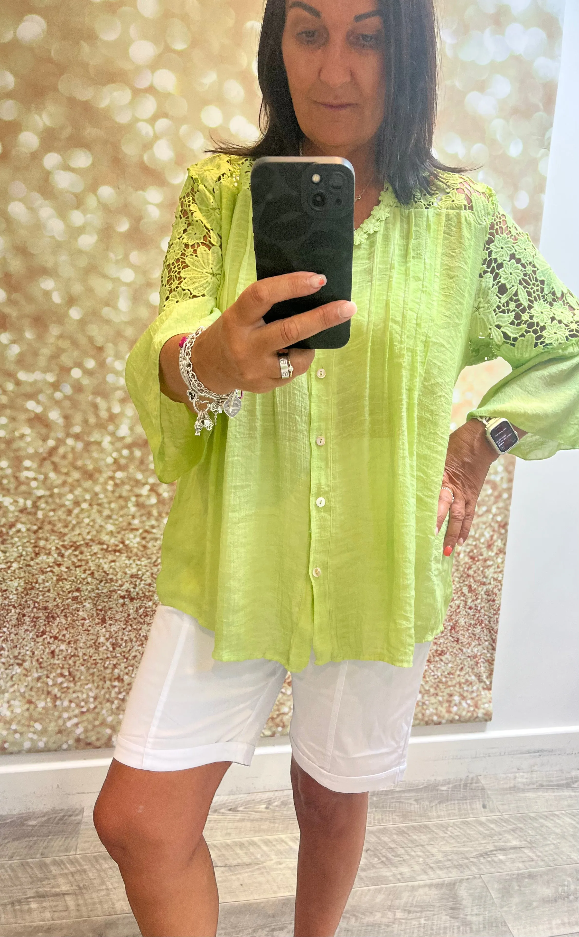 Lace shoulder blouse