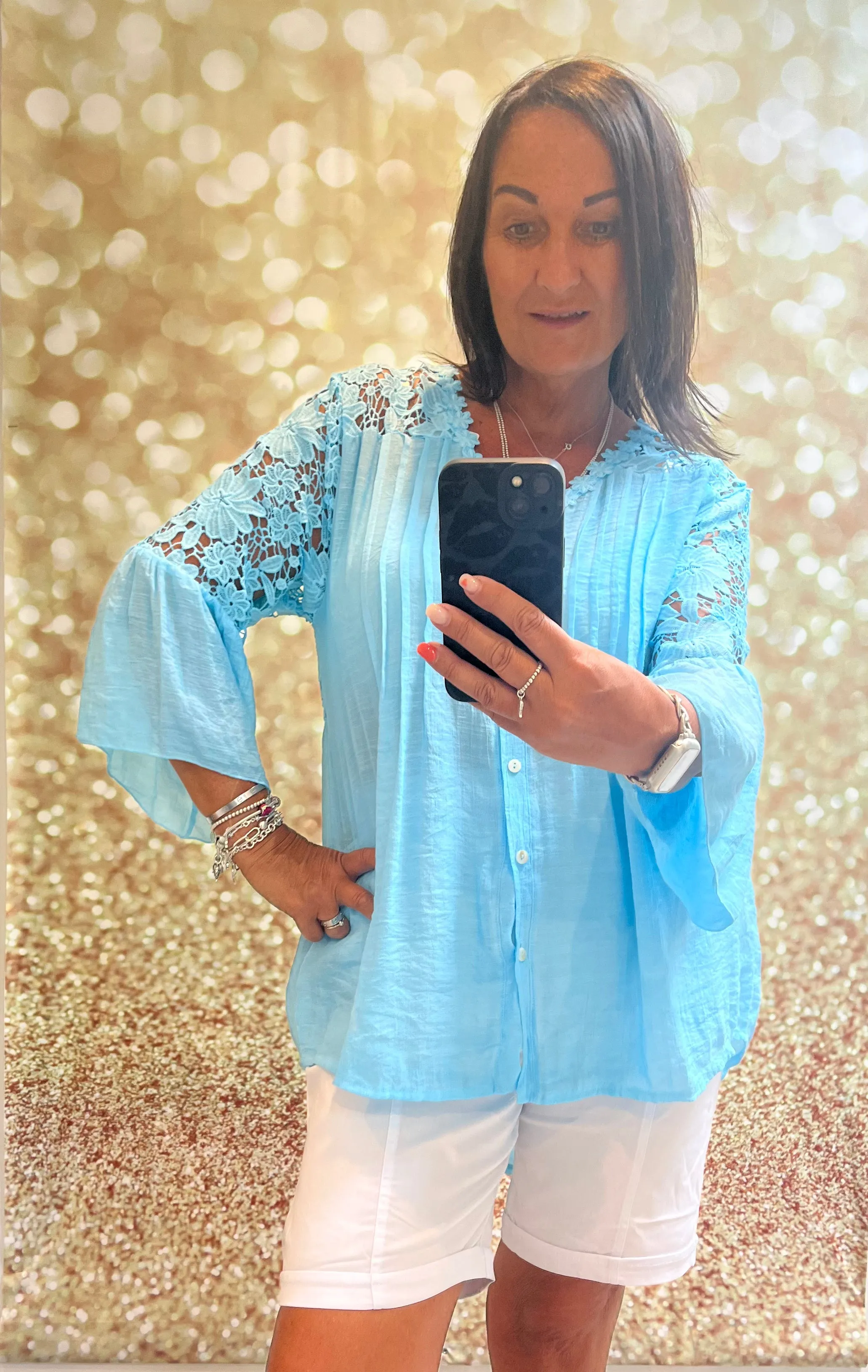 Lace shoulder blouse