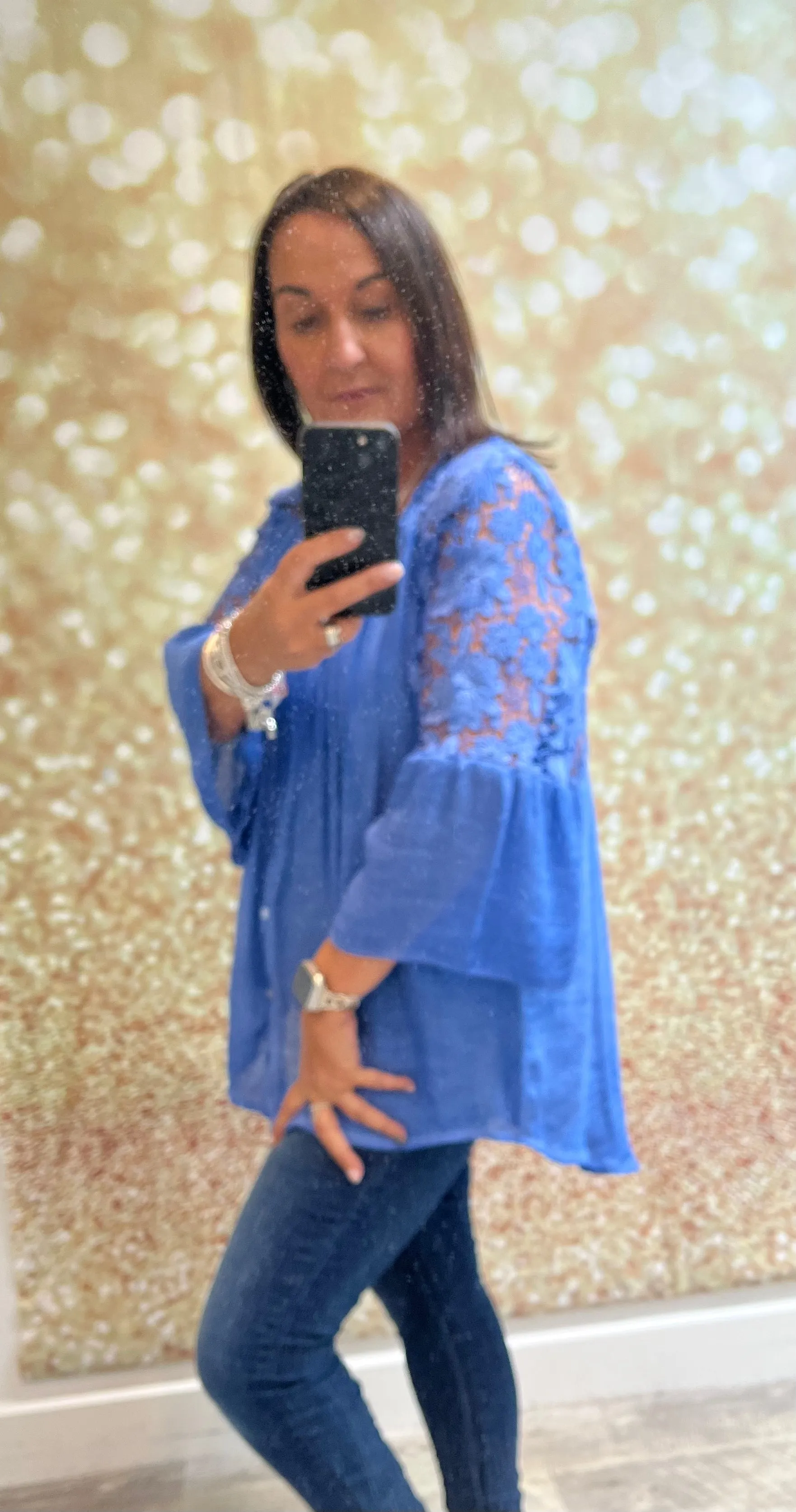 Lace shoulder blouse