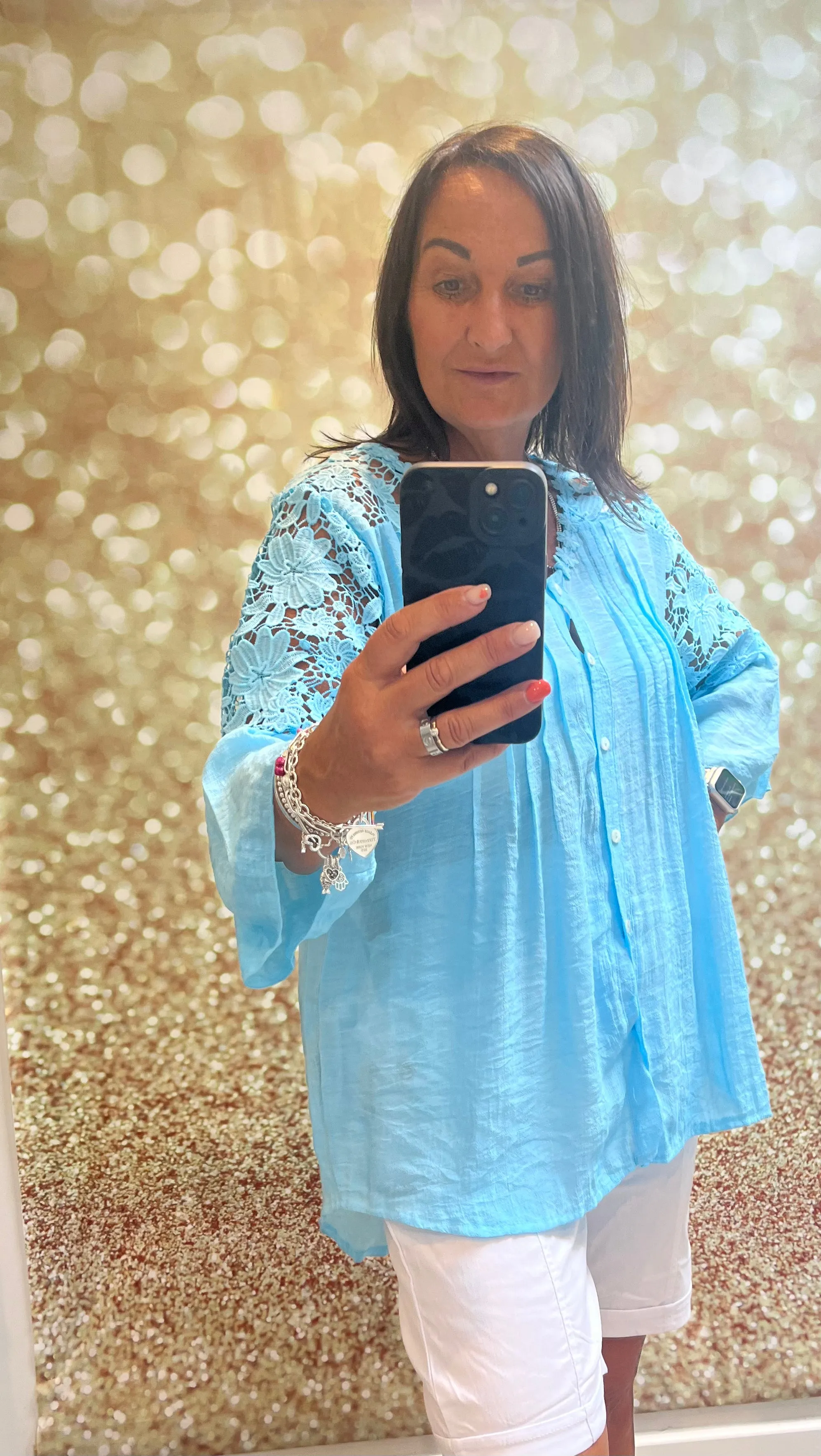 Lace shoulder blouse
