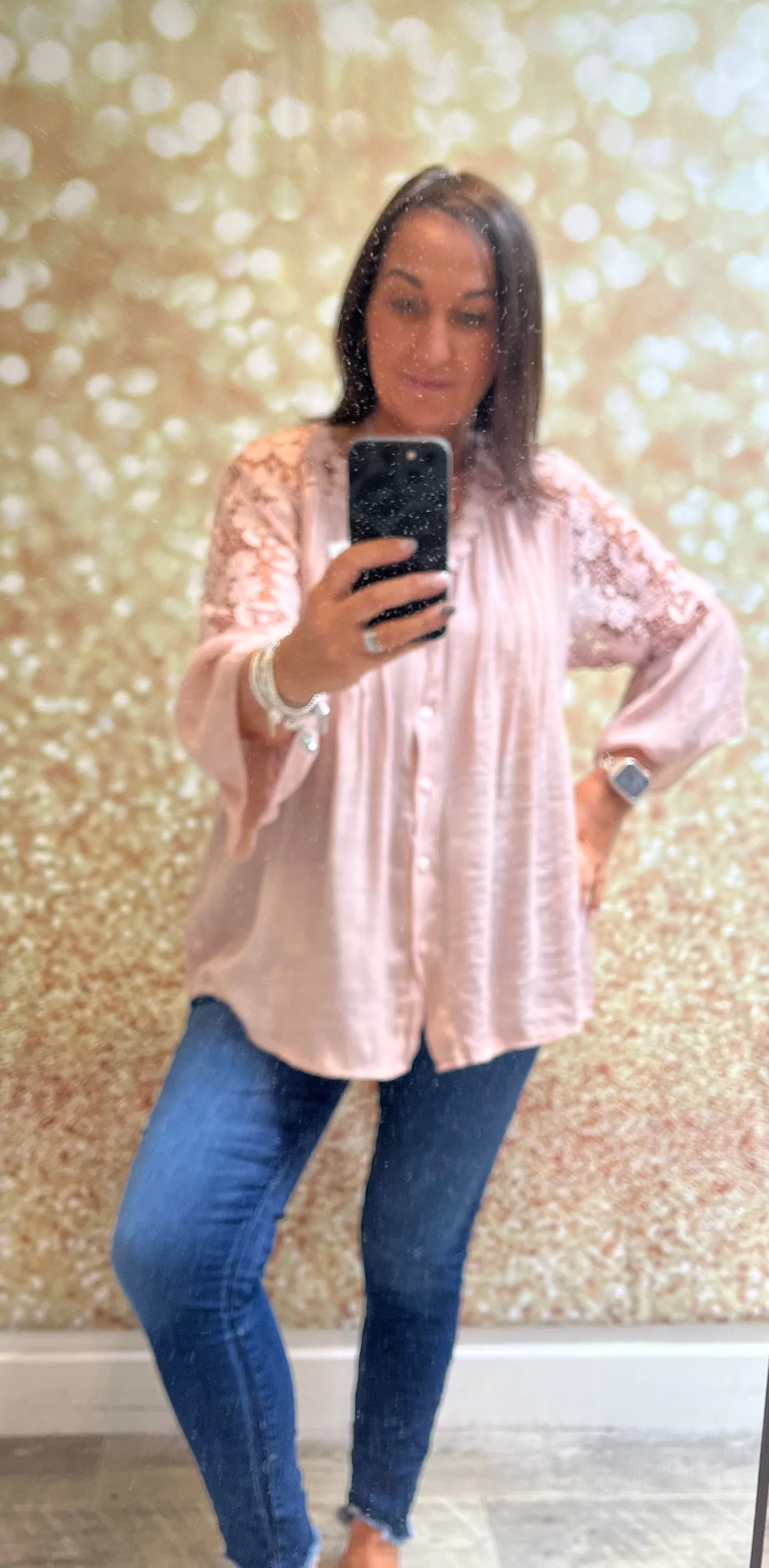 Lace shoulder blouse