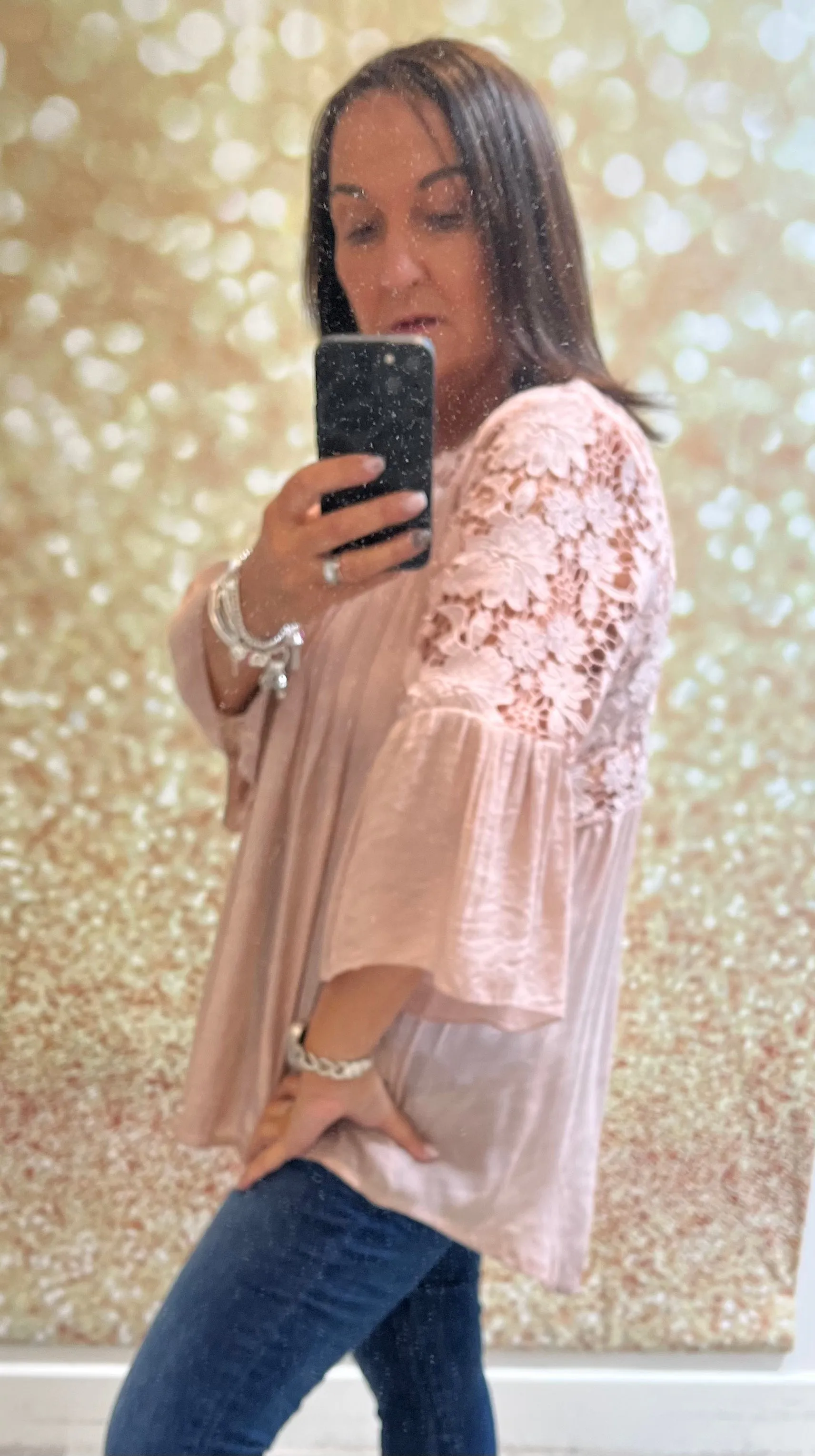 Lace shoulder blouse
