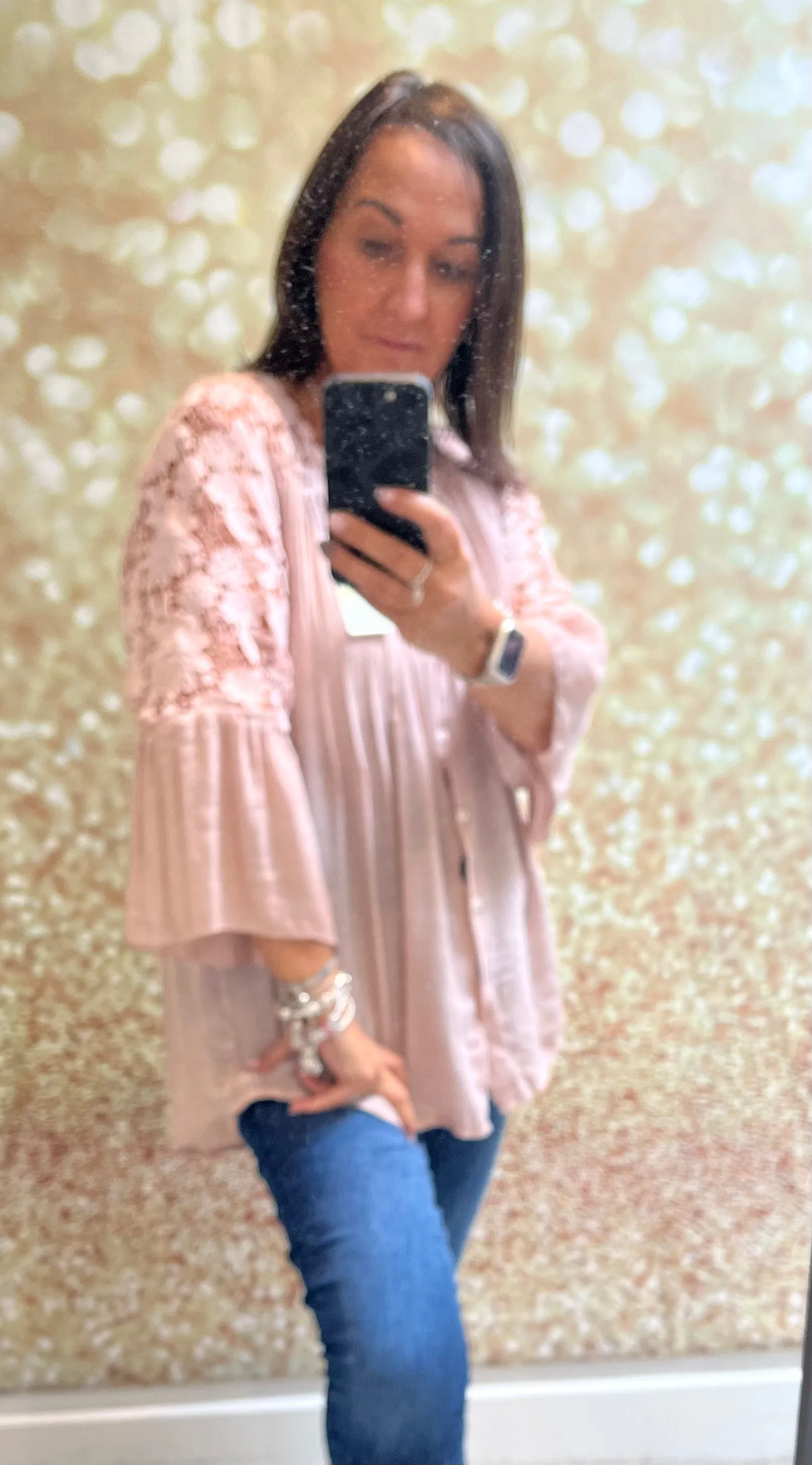Lace shoulder blouse