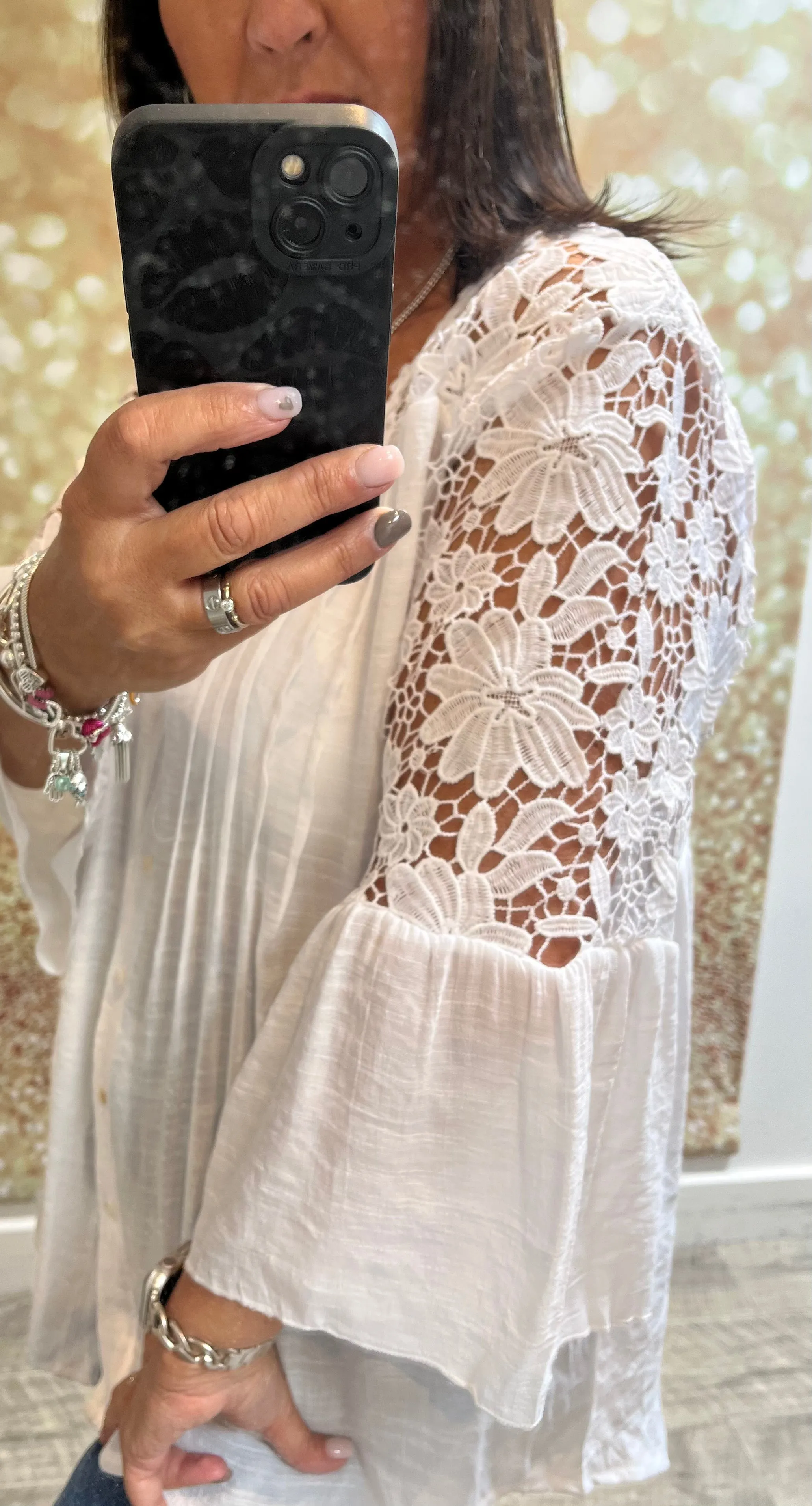 Lace shoulder blouse