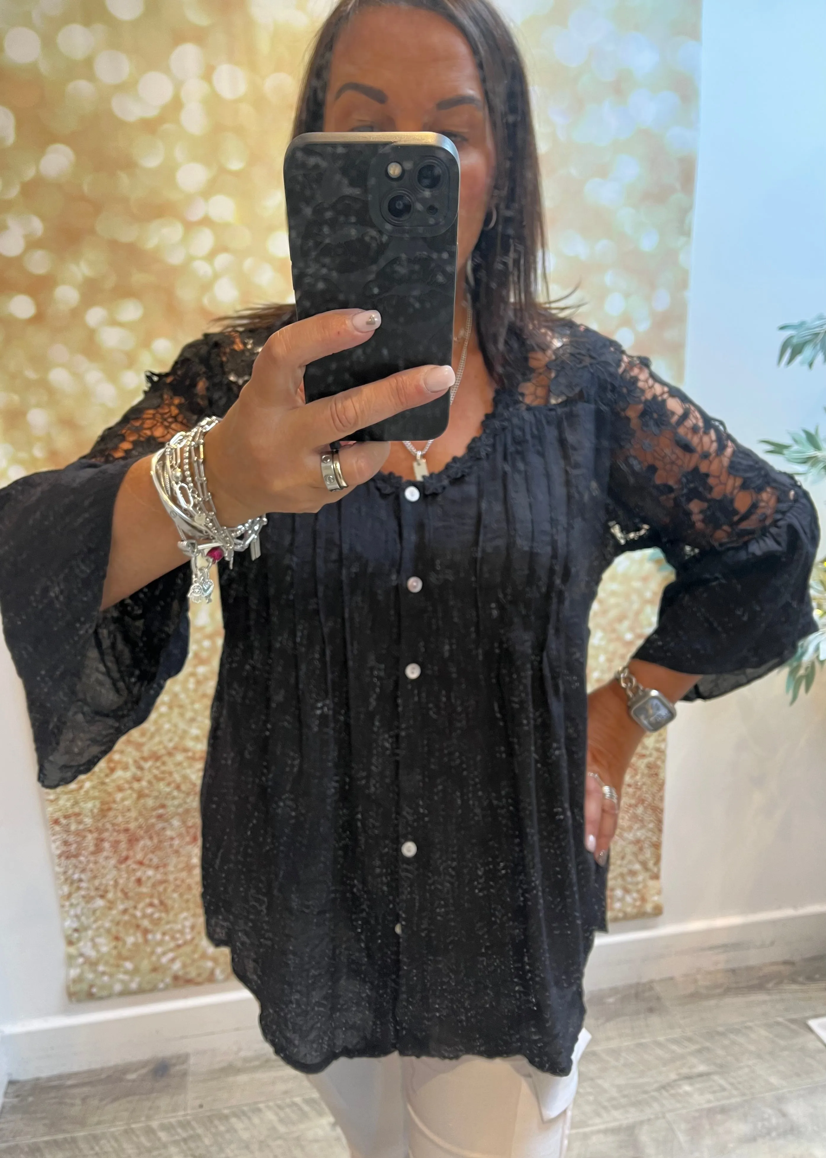 Lace shoulder blouse