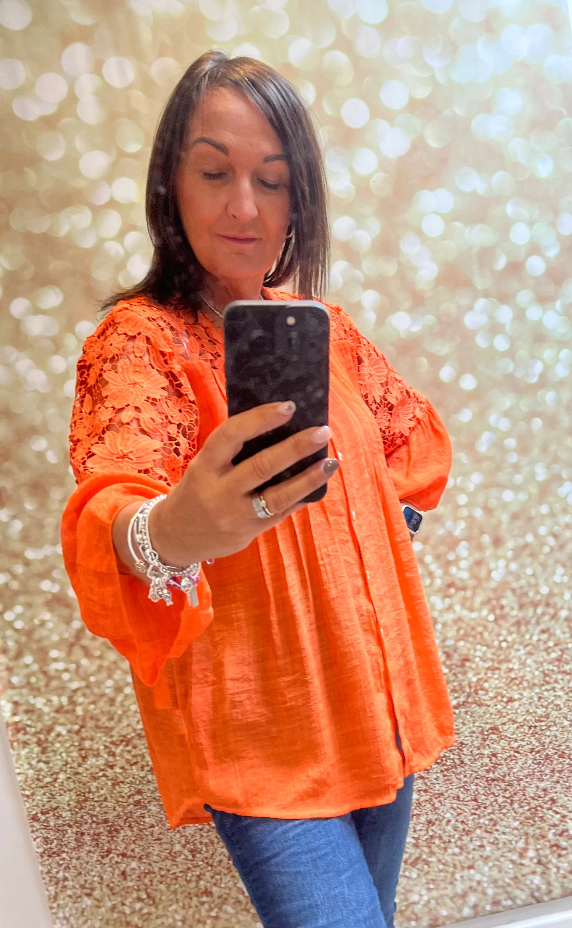 Lace shoulder blouse
