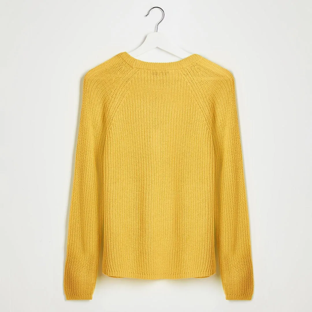 Ladies Mustard Raglan Sleeve Jumper