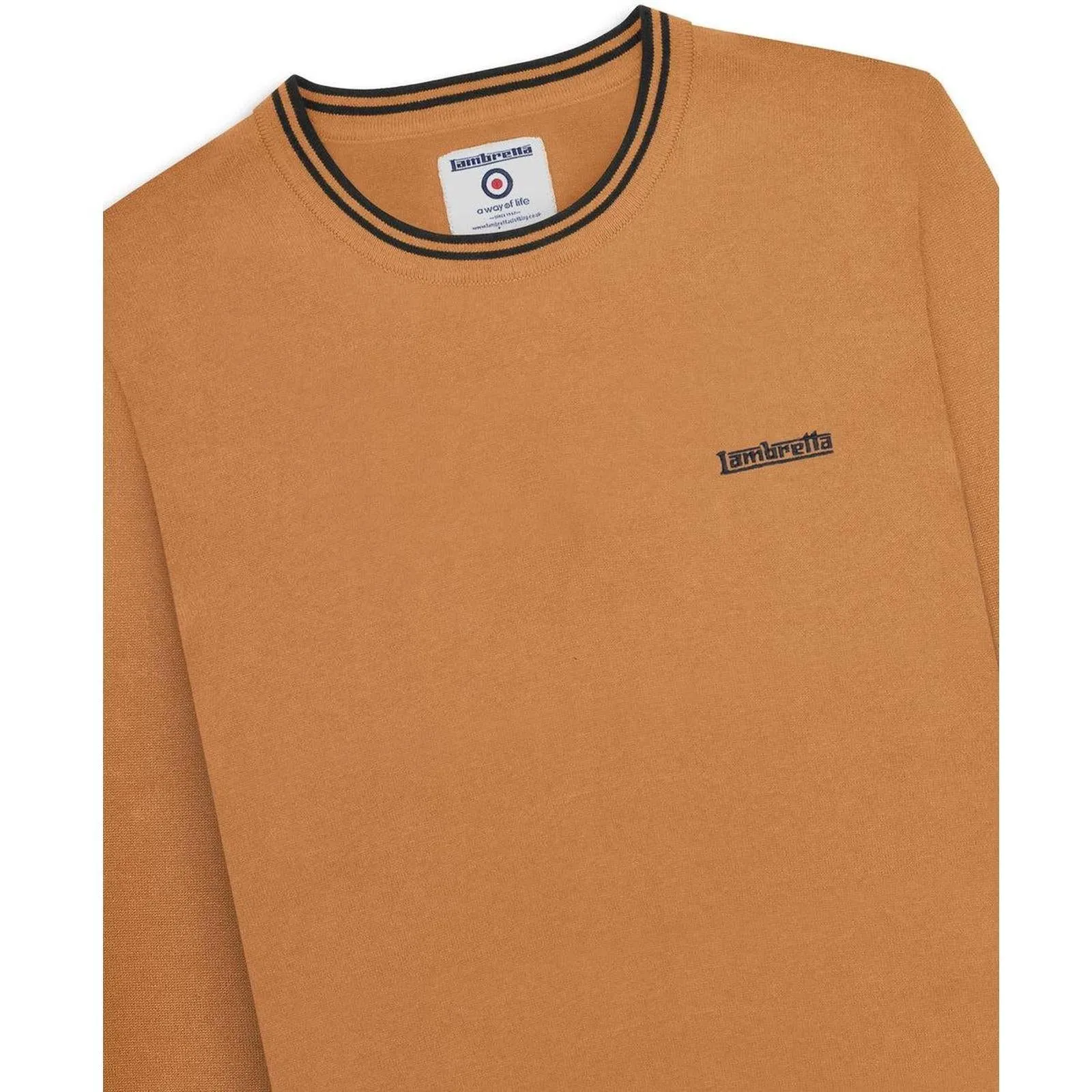 Lambretta Mens Knitted Tipped Long Sleeve Jumper