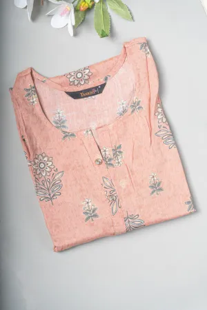 LIGHT PEACH FLORAL PRINTED TUNIC
