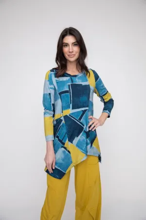 LIV BY HABITAT ASYMMETRICAL TUNIC - BLUE MULTI - 142805WTROCEAN