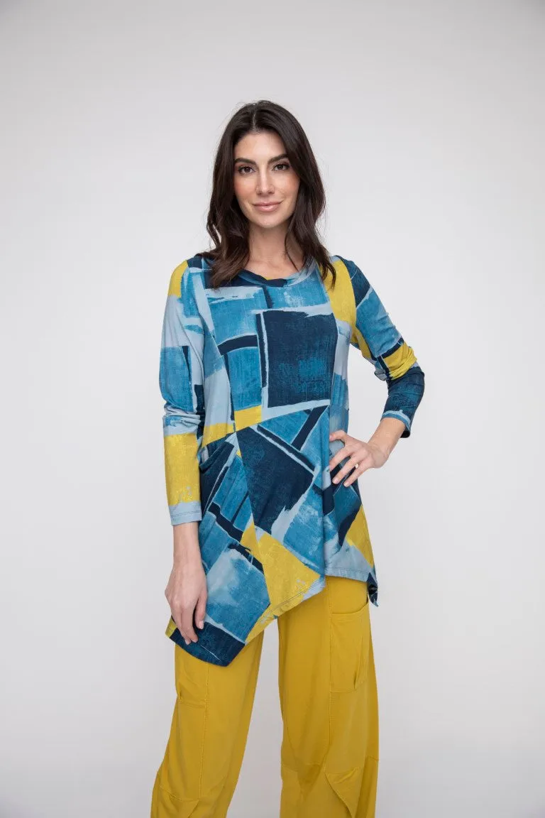 LIV BY HABITAT ASYMMETRICAL TUNIC - BLUE MULTI - 142805WTROCEAN