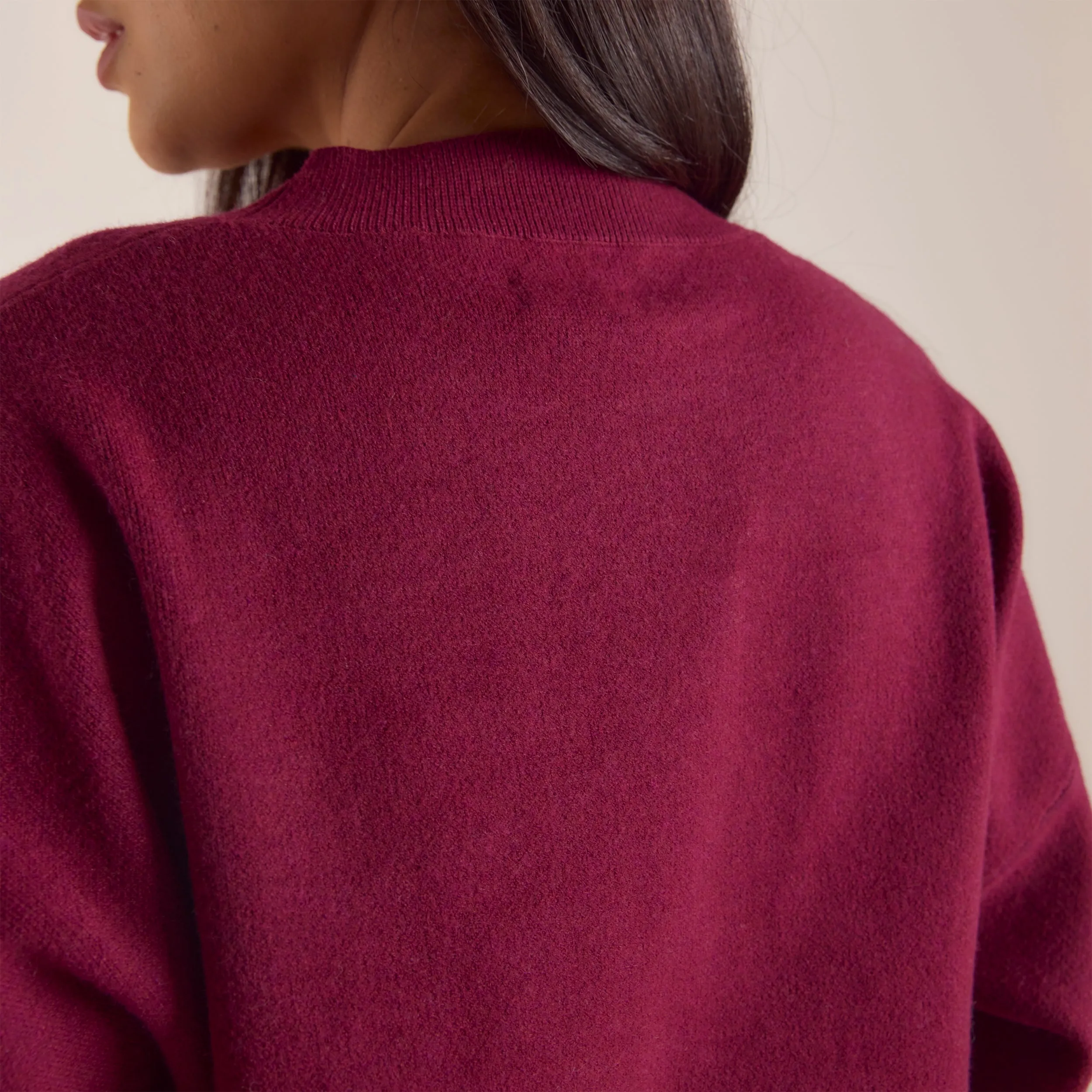 Logo Knitted Crew Neck Jumper - Burgundy