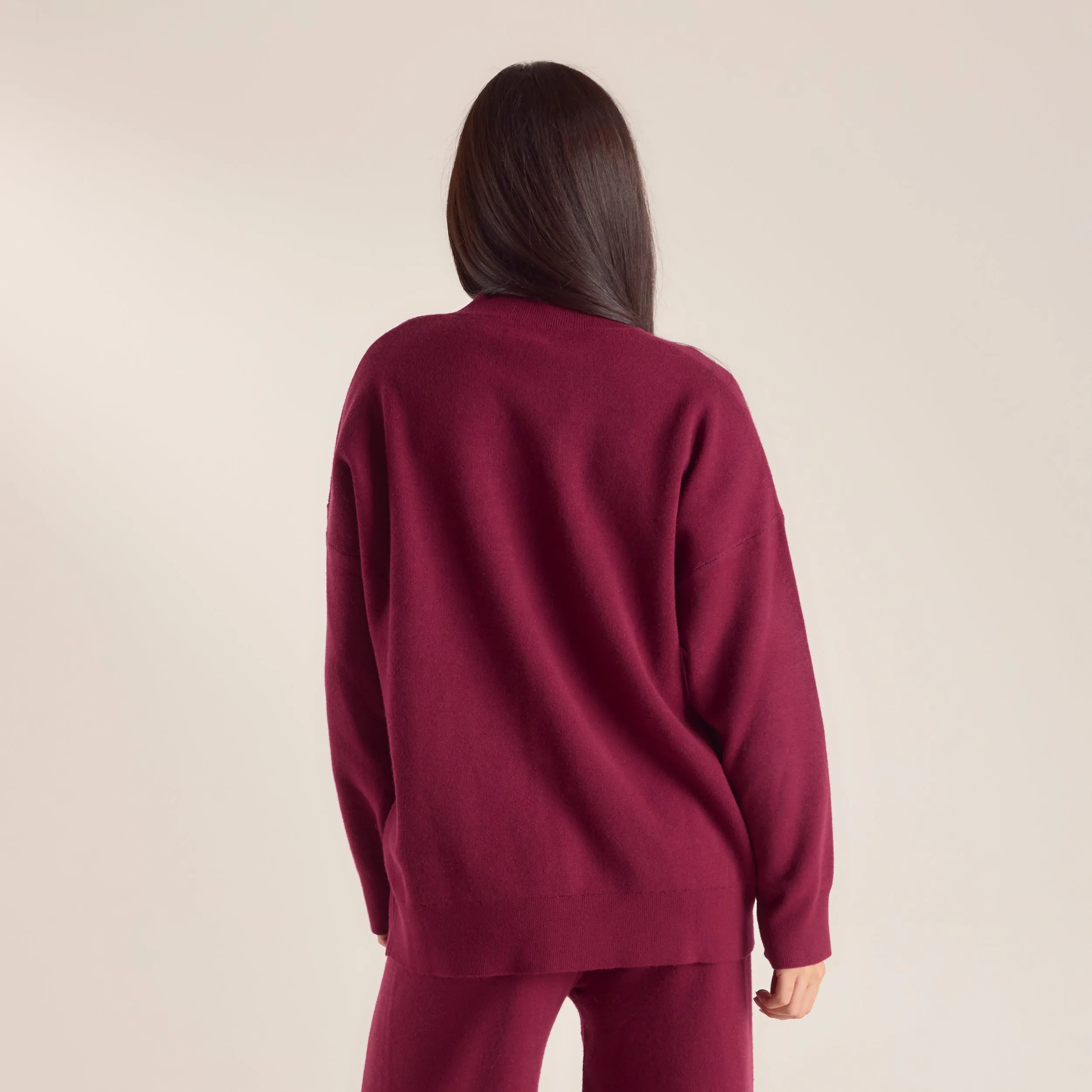 Logo Knitted Crew Neck Jumper - Burgundy