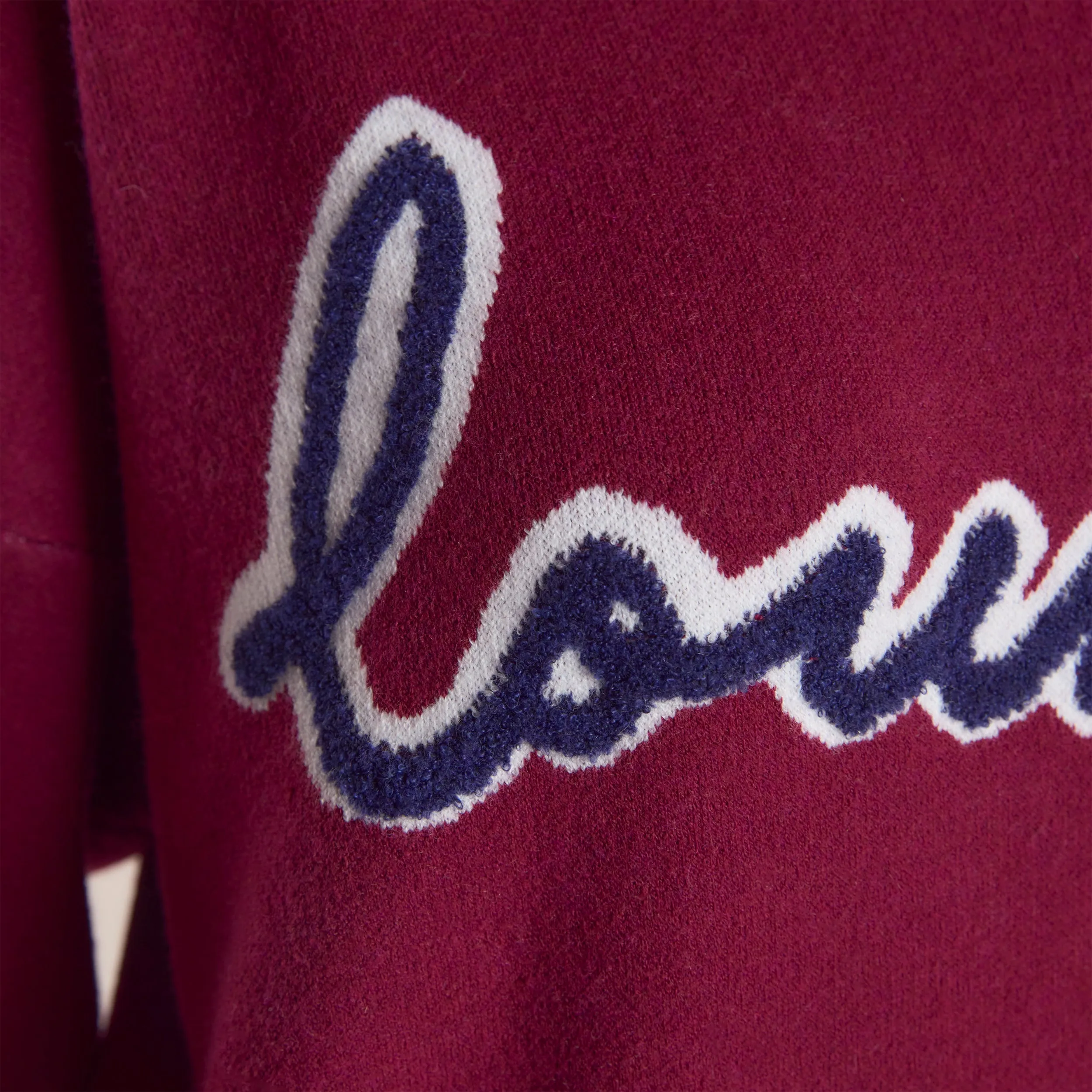 Logo Knitted Crew Neck Jumper - Burgundy