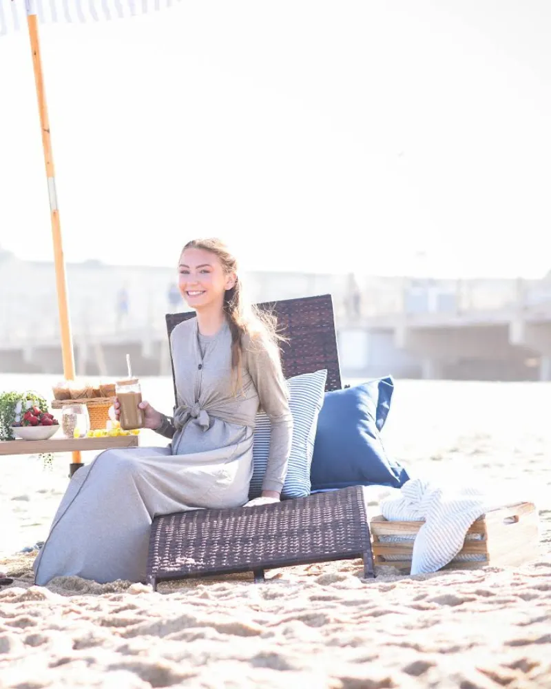MA-1028 Heather Taupe Cardigan & Jumper Swim Set