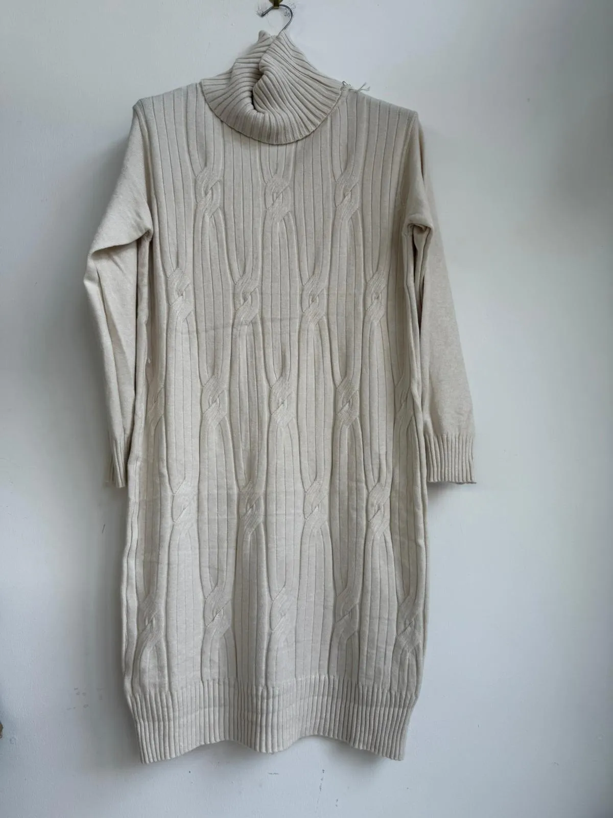 Made in Italy Polo Neck Jumper Dress Cable Detail
