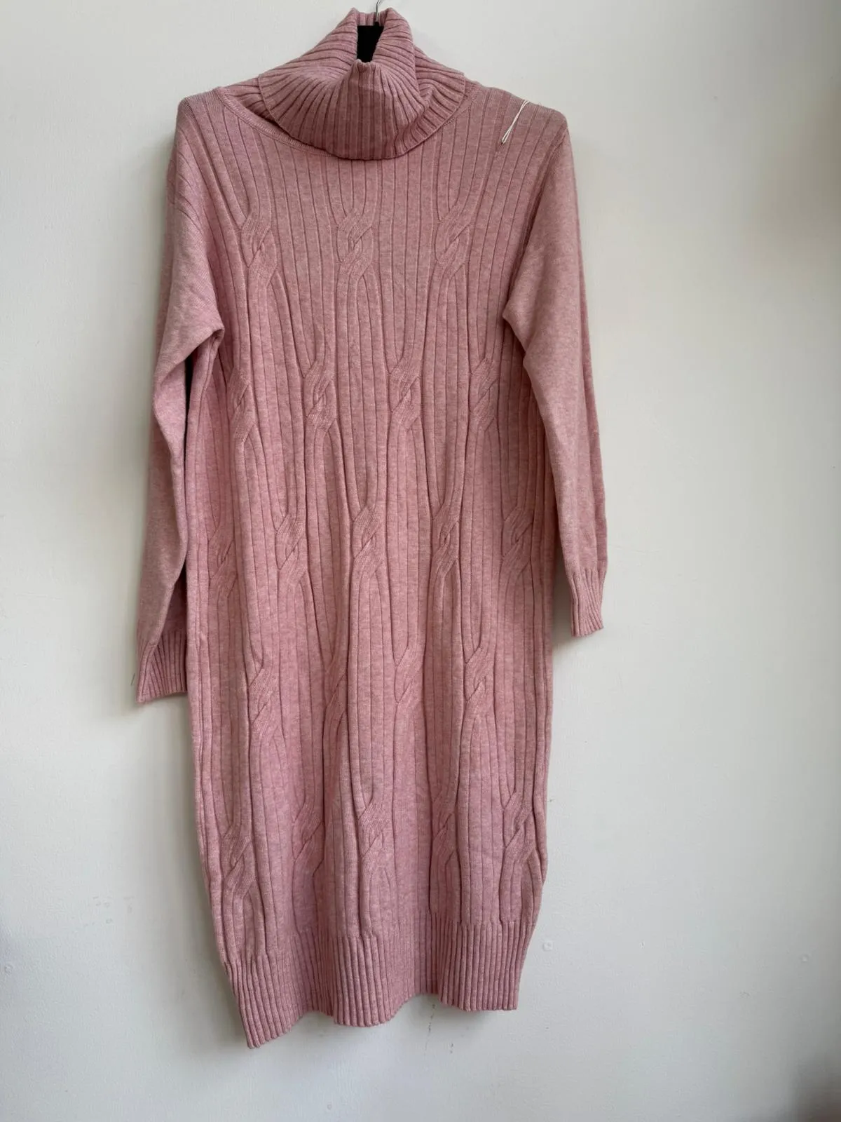 Made in Italy Polo Neck Jumper Dress Cable Detail