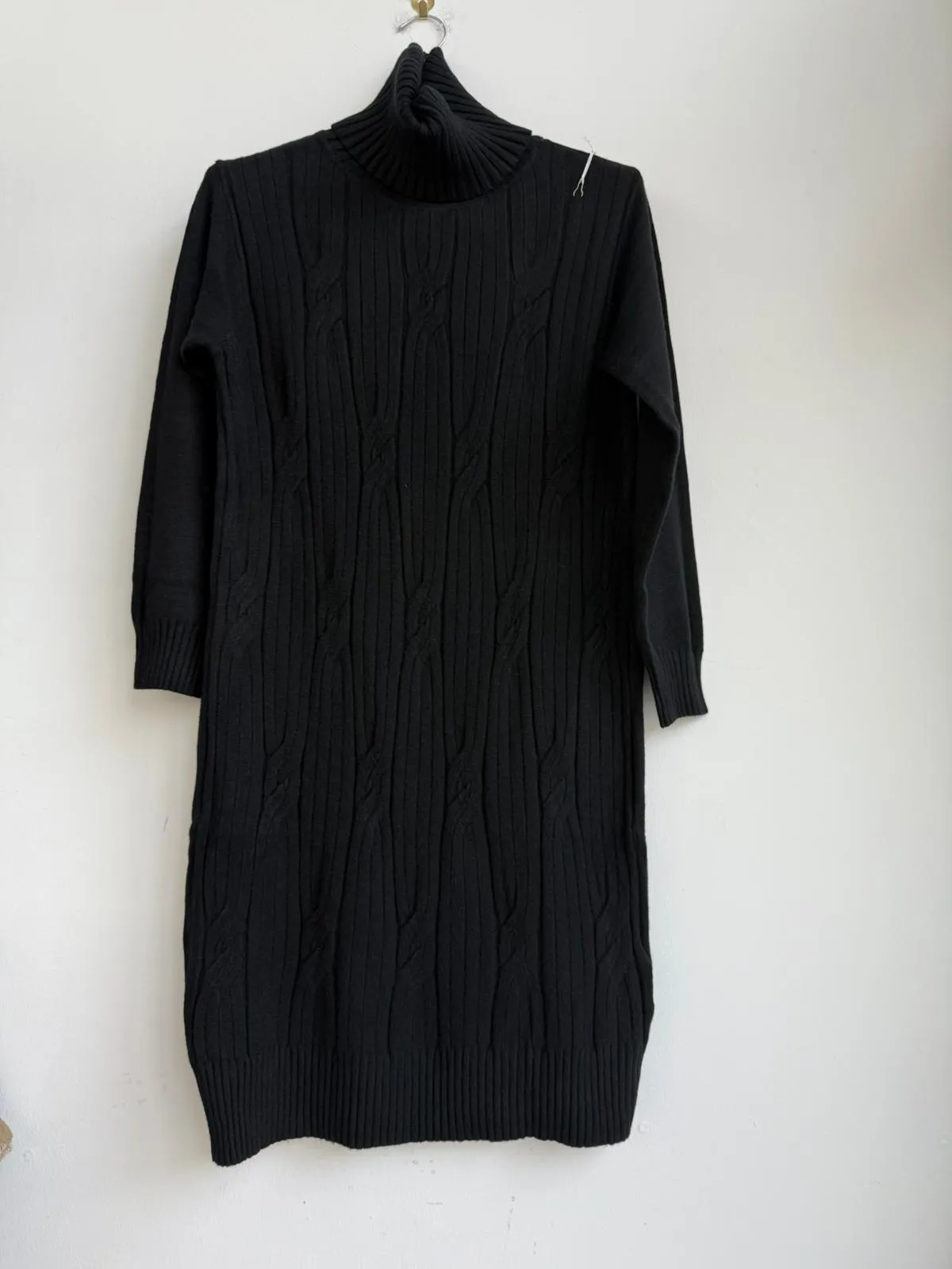 Made in Italy Polo Neck Jumper Dress Cable Detail