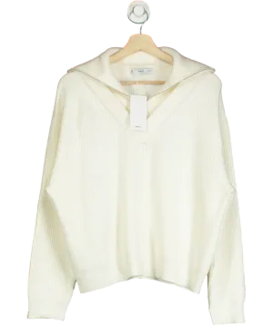 MANGO Cream Zip Neck Jumper UK M