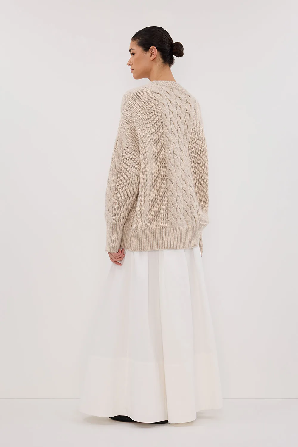 MARA CHALK CABLE KNIT CARDIGAN