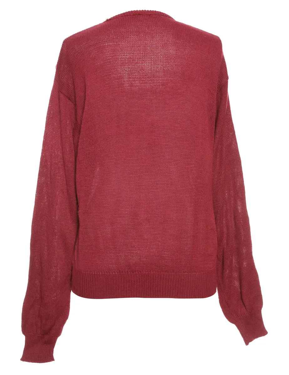 Maroon Button Front Jumper - M