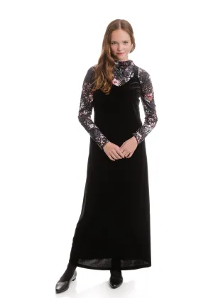 maxi dress velour jumper and printed tee - red
