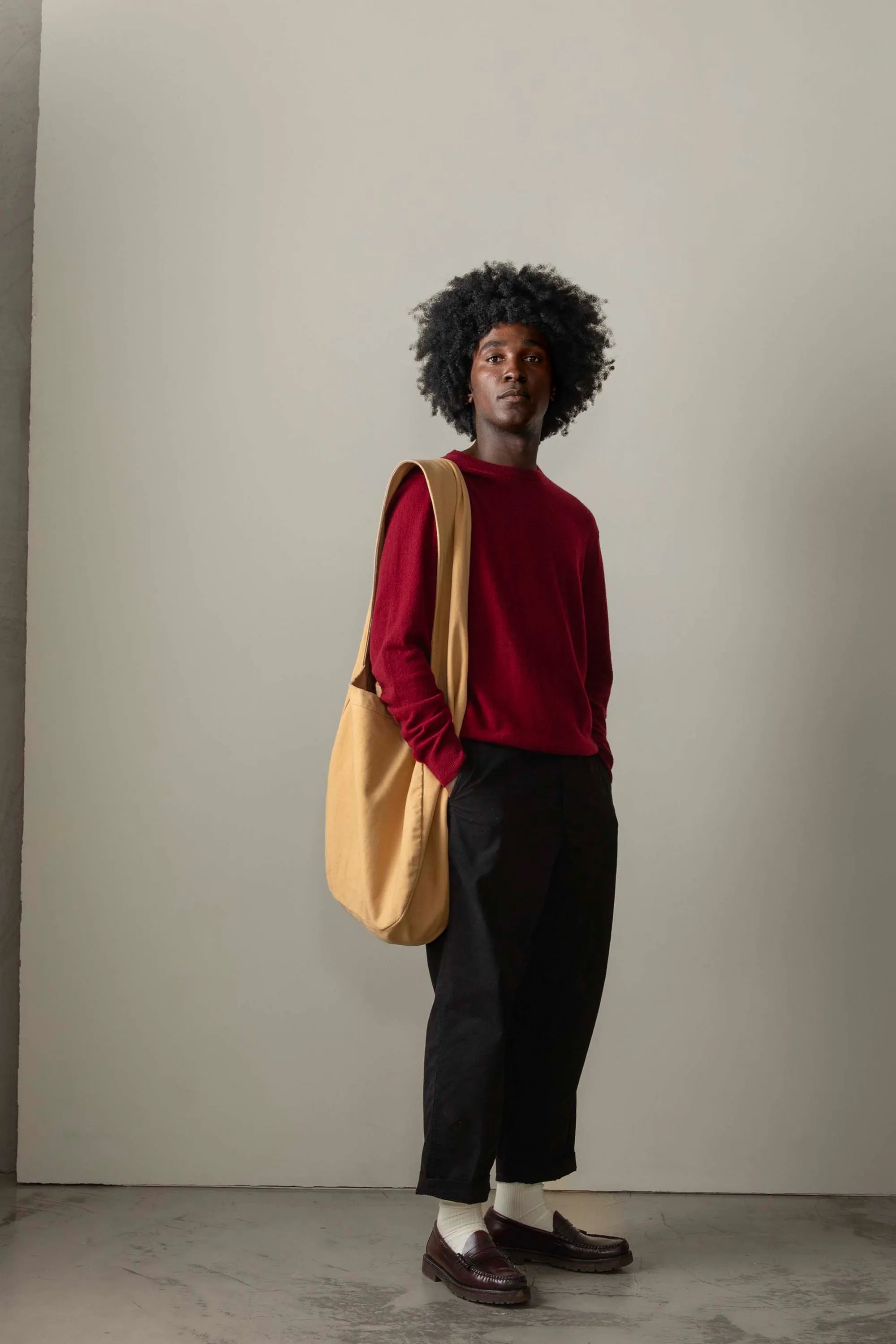 Men's Cashmere Crew Neck Jumper - Deco Red