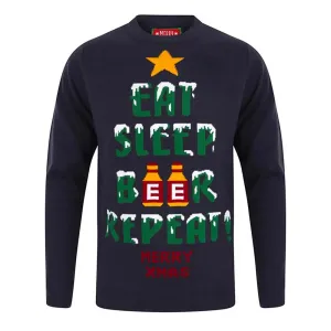 Mens Novelty Christmas Jumper Xmas Eat Sleep Beer Repeat Mens Novelty Christmas Jumper Xmas Eat Sleep Beer Repeat
