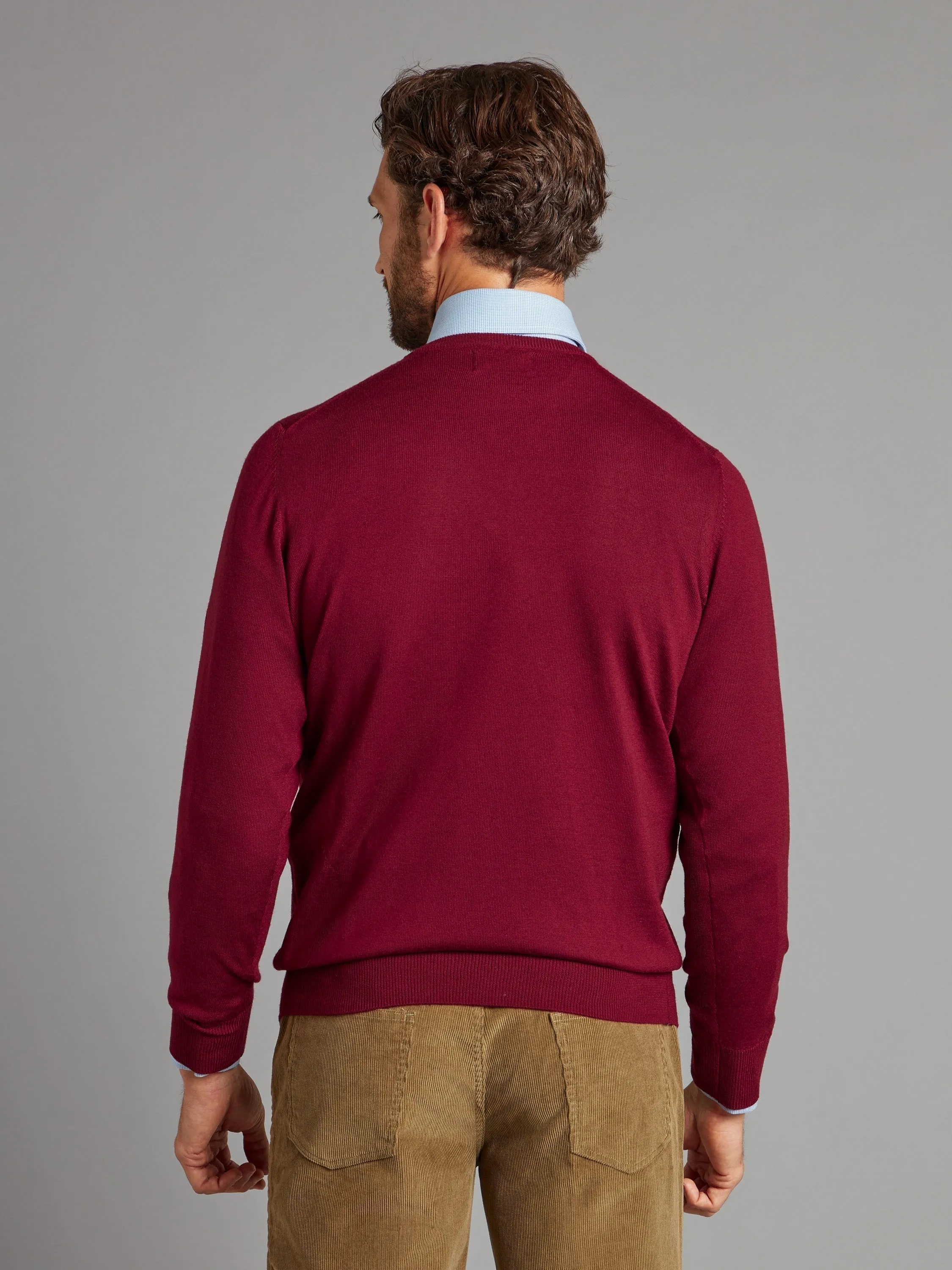 Merino Crew Neck Sweater - Bordeaux