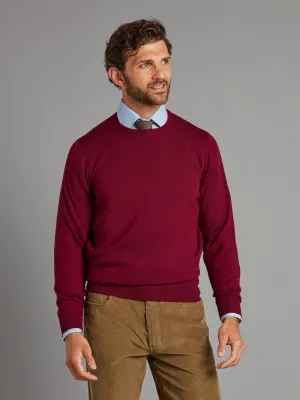 Merino Crew Neck Sweater - Bordeaux