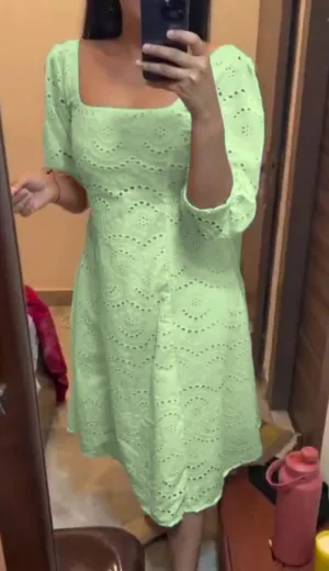 Mint Green Chikankari Pakistani Royal Hakuba Designer Ready to Wear One Piece Tunic Dress