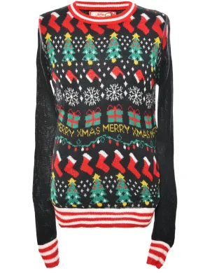 Multi-Colour Patterned Christmas Jumper - M