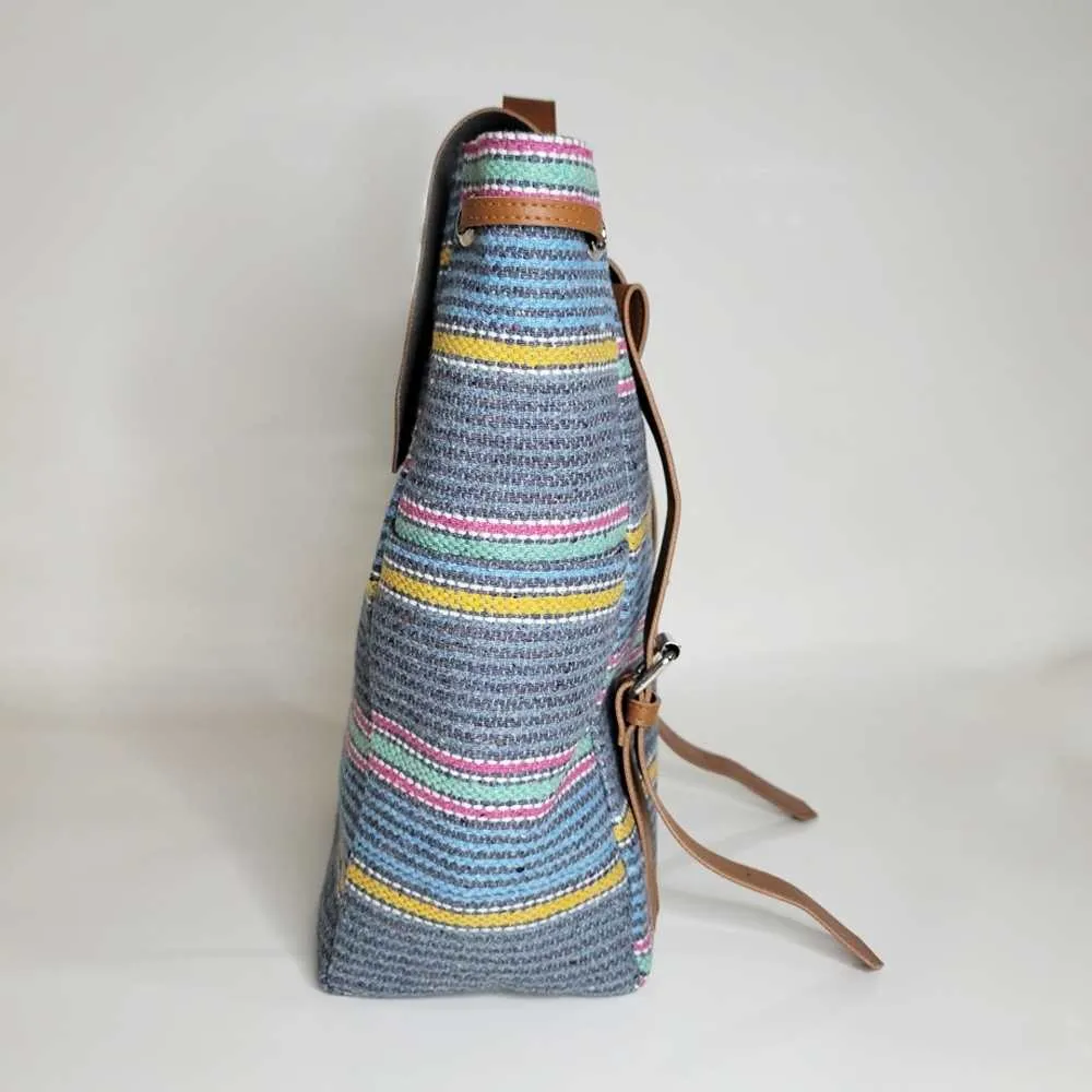 Multicoloured Stripes Khes Backpack | Hand-Crafted | Traveler Bag